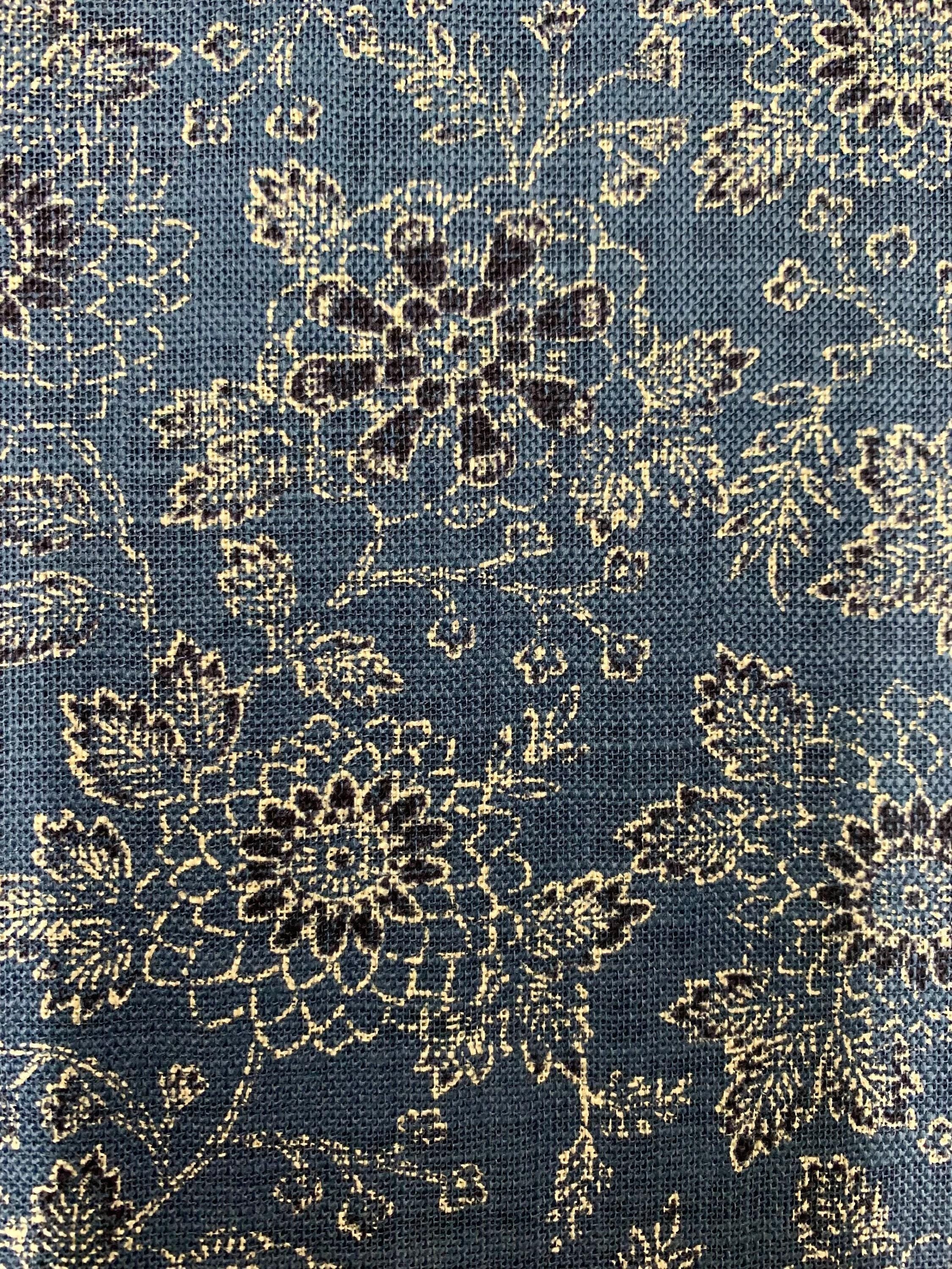 Sevenberry - Vintage Floral Cotton Fabric - Medium Blue
