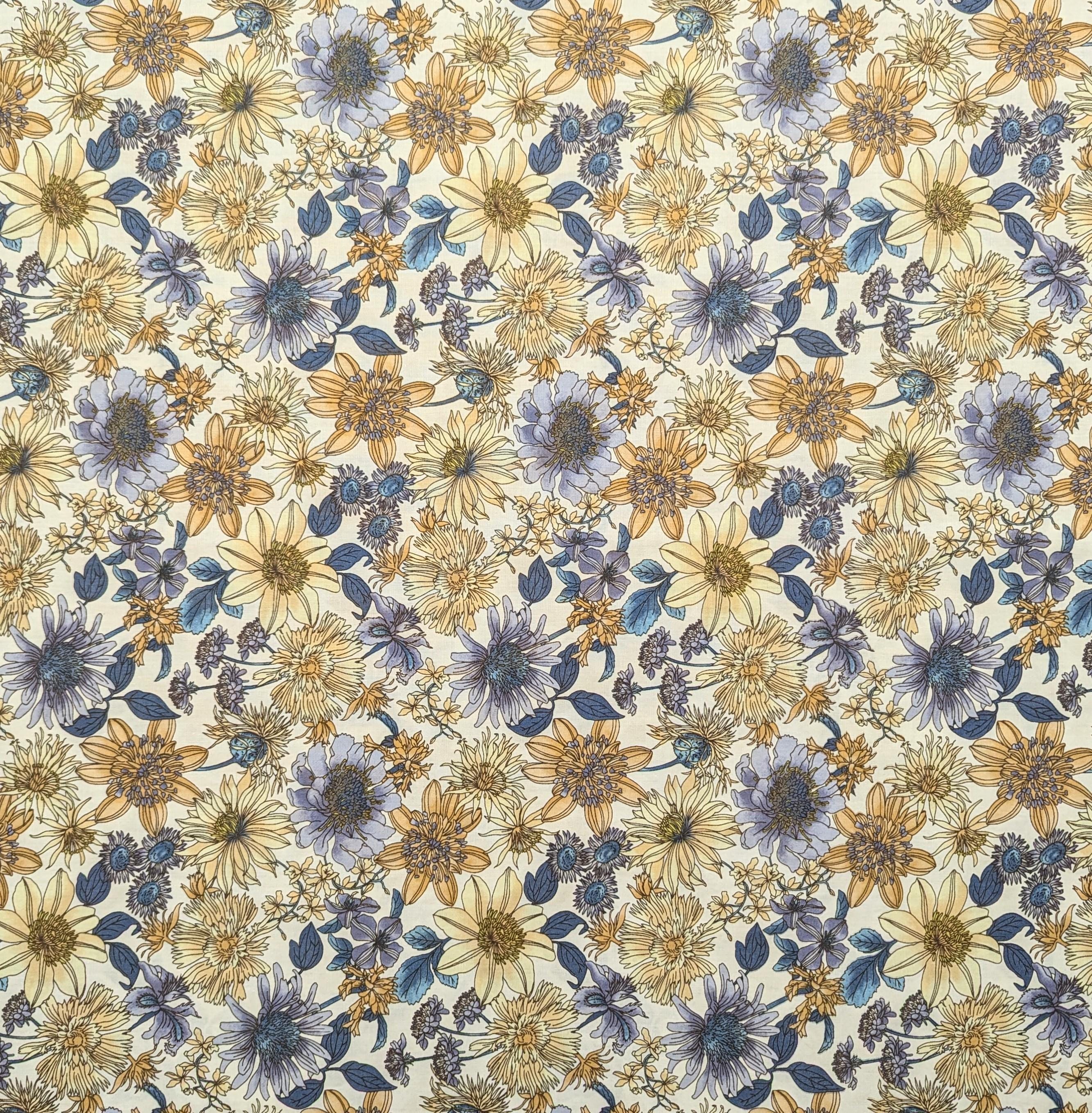 Hokkoh - Meadow Bouquet Cotton Fabric - White