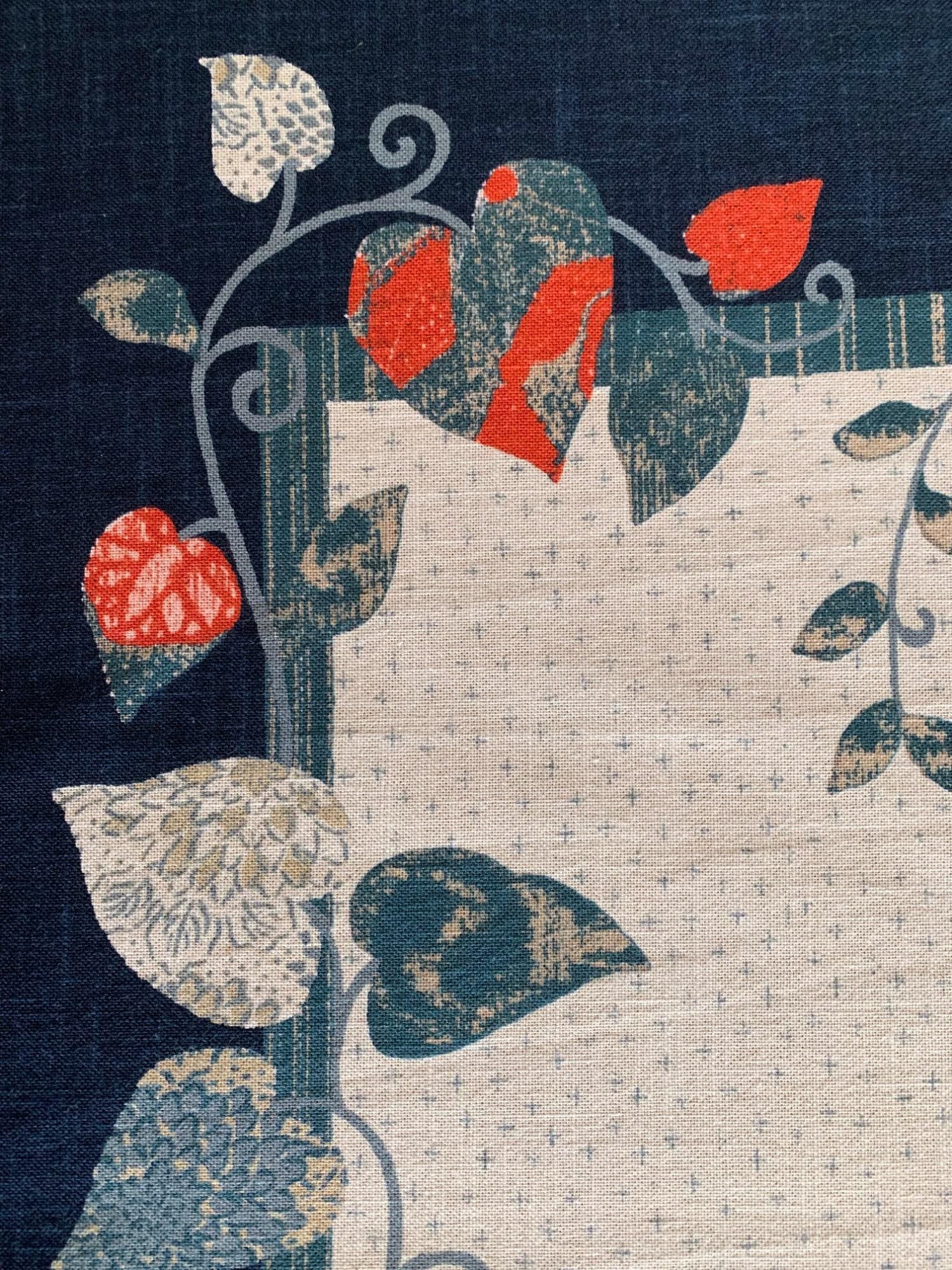 Kurenai - Tall Cats Japanese Noren Panel - Blue