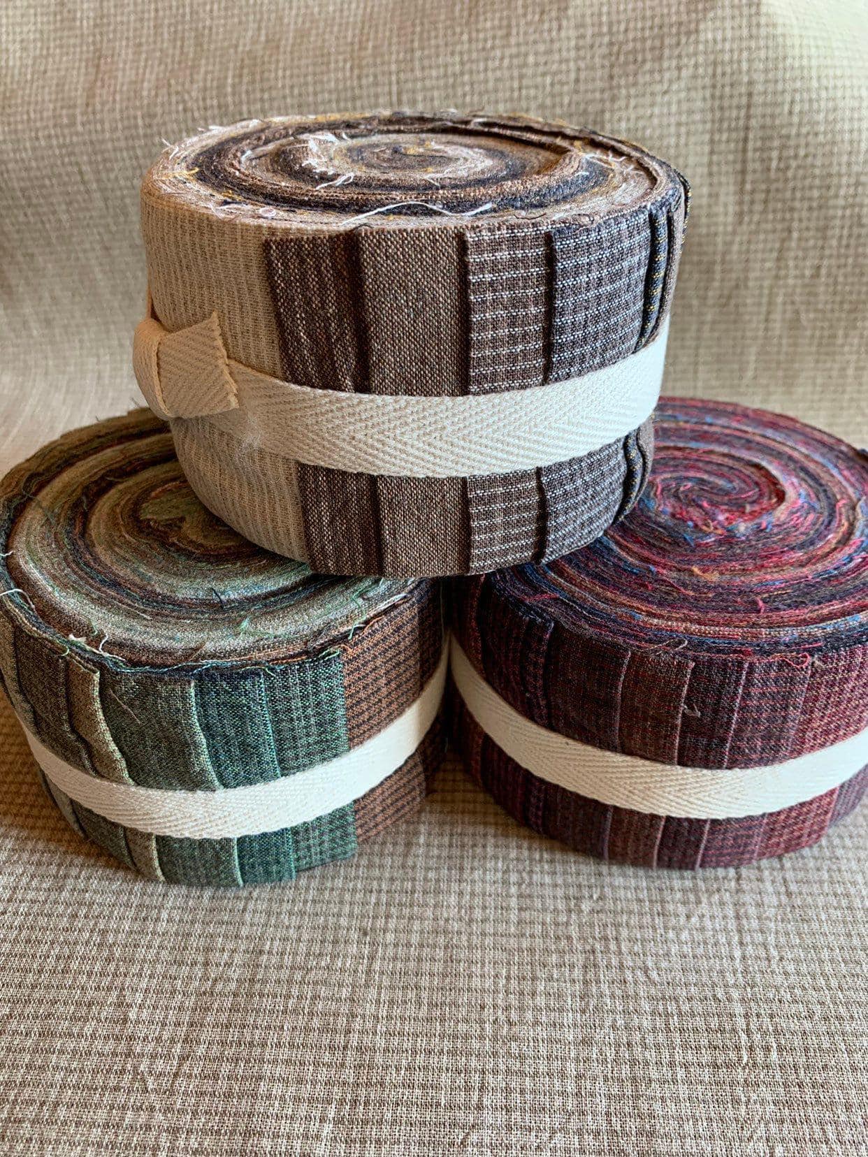 Cosmo - 20 Pieces 2.5 Inch Twist Yarn Dyed Cotton Taupe Roll - Assorted Colors