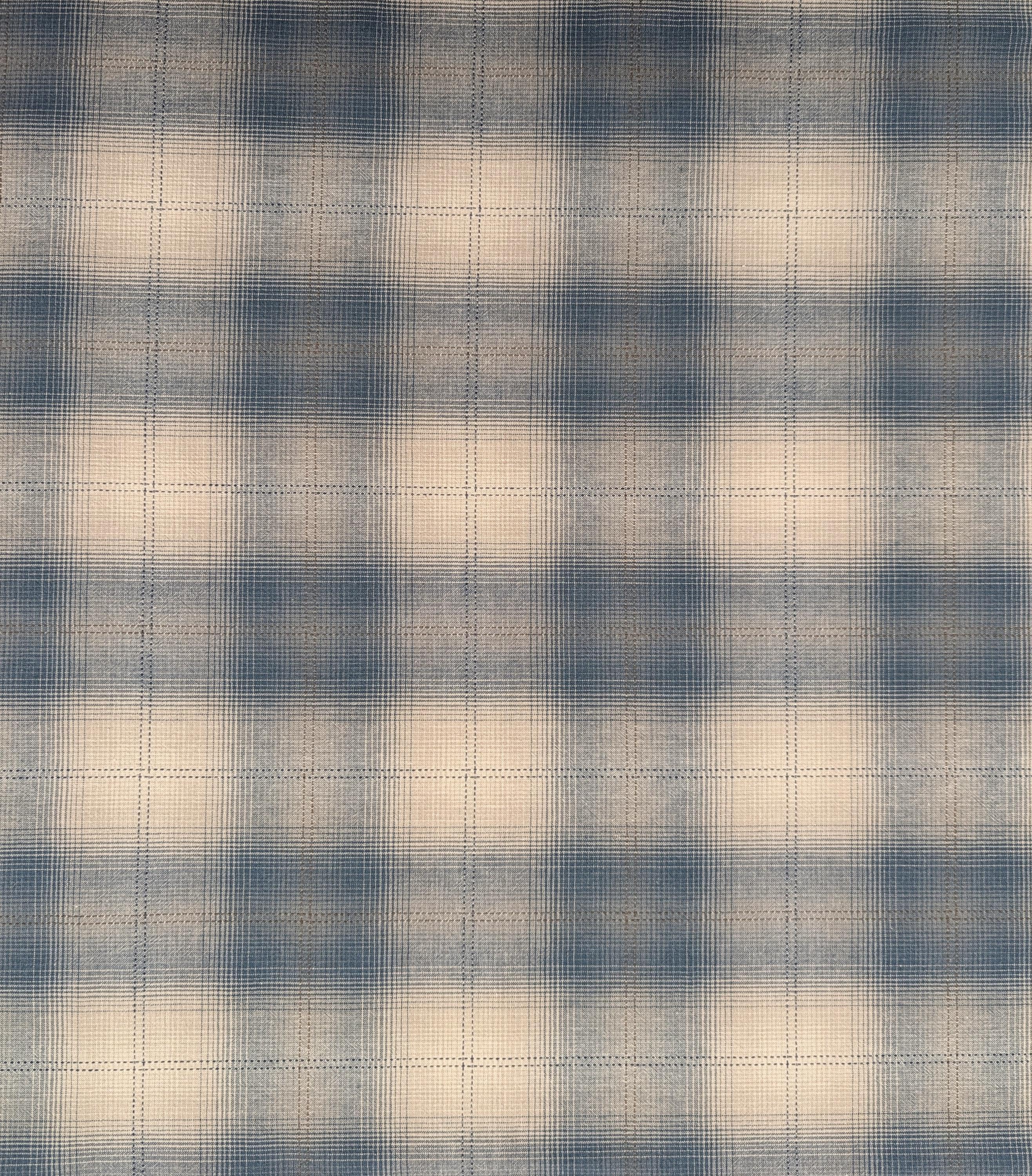 Japanese yarn dyed big plaid cotton fabric 4547-347 light blue