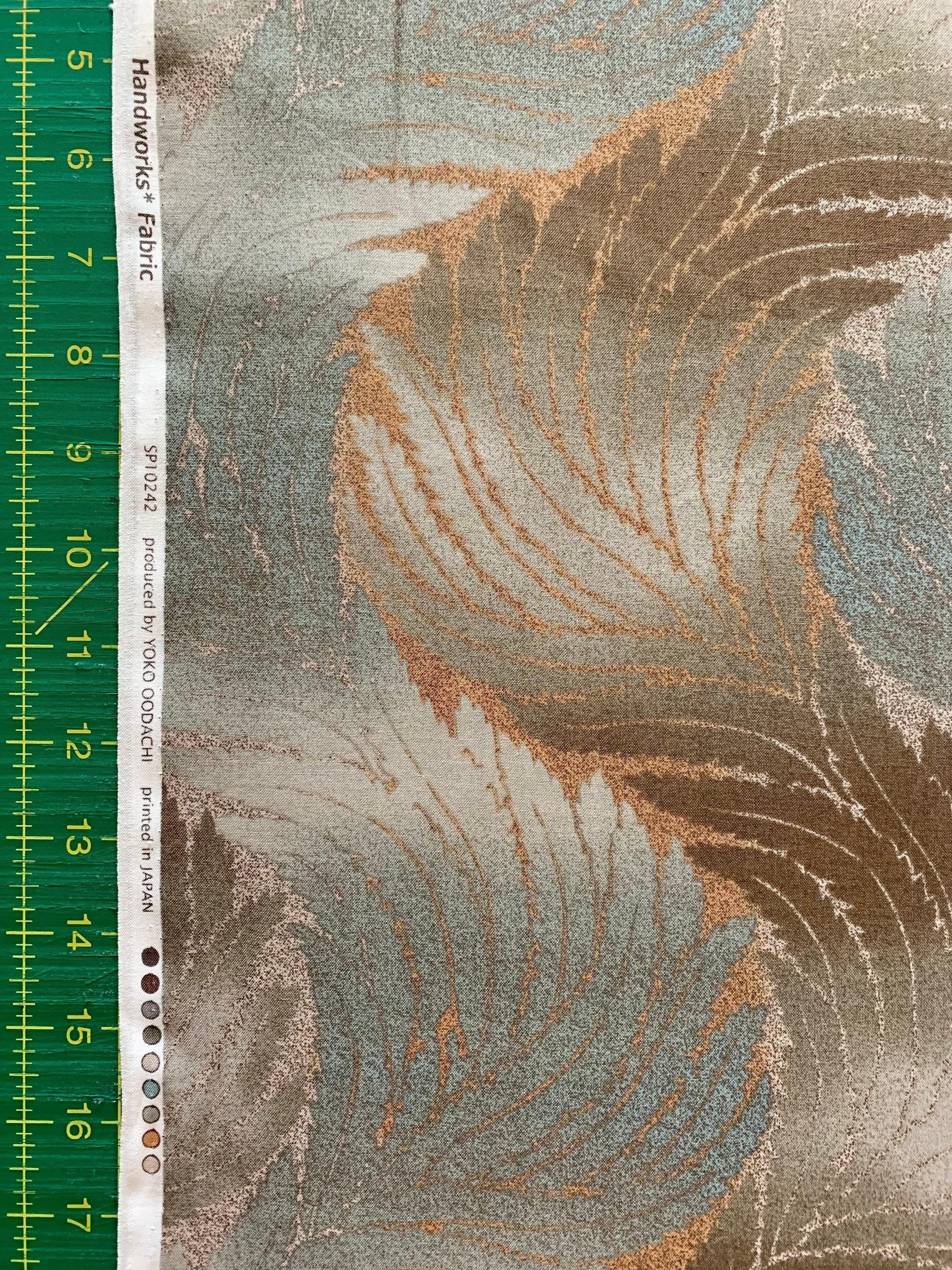 Feather Handworks Japanese printed cotton taupe fabric SP10242S-D silver bronze