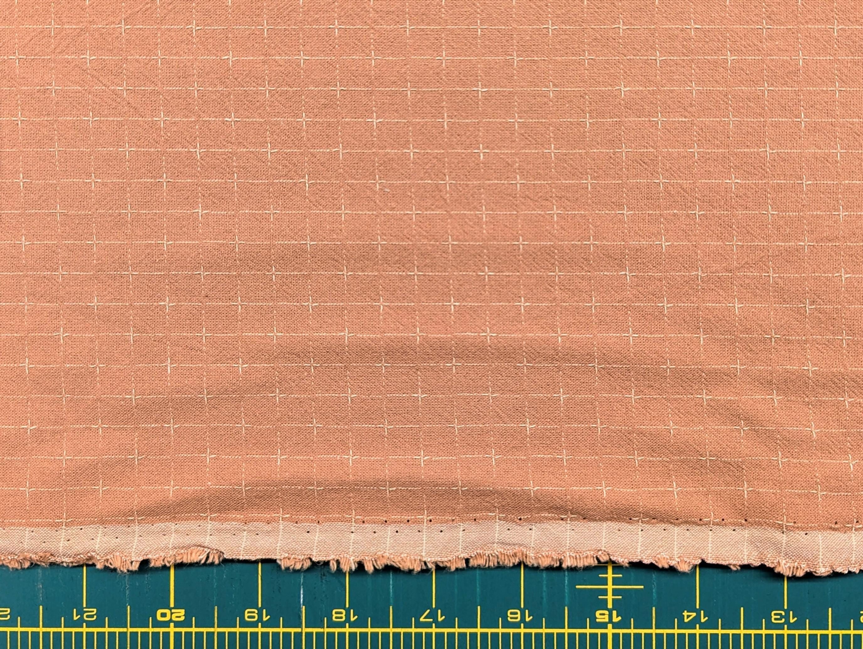 Japanese yarn dyed gridded stitches cotton fabric 4547-355 coral pink