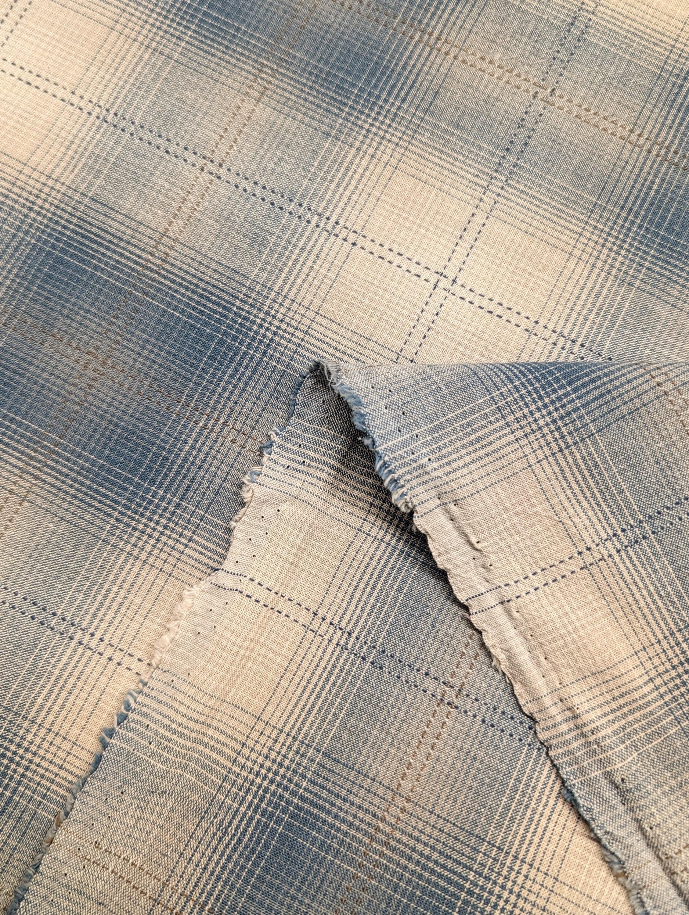 Japanese yarn dyed big plaid cotton fabric 4547-347 light blue