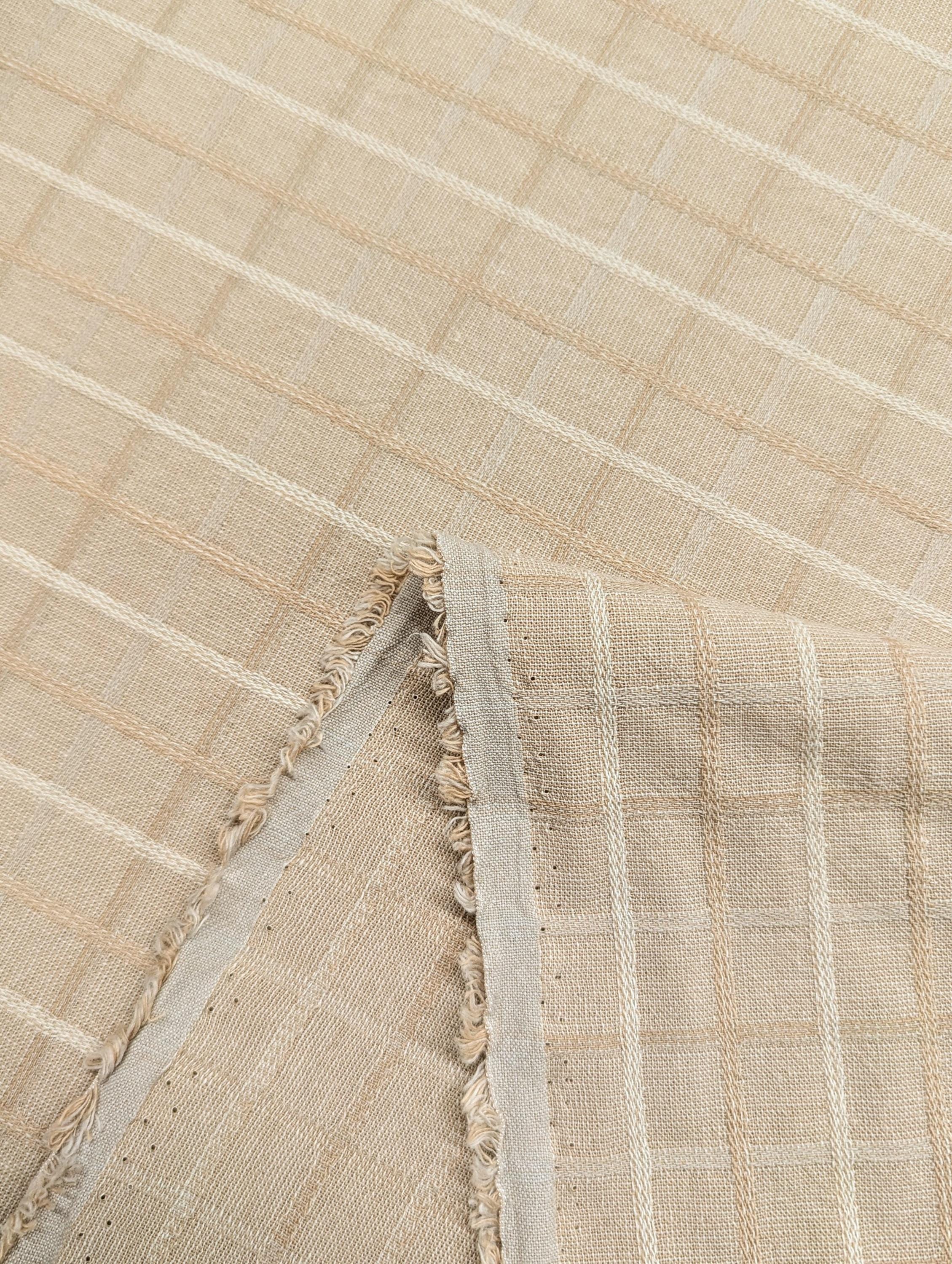 Japanese yarn dyed plaid grid cotton fabric 4547-343 beige