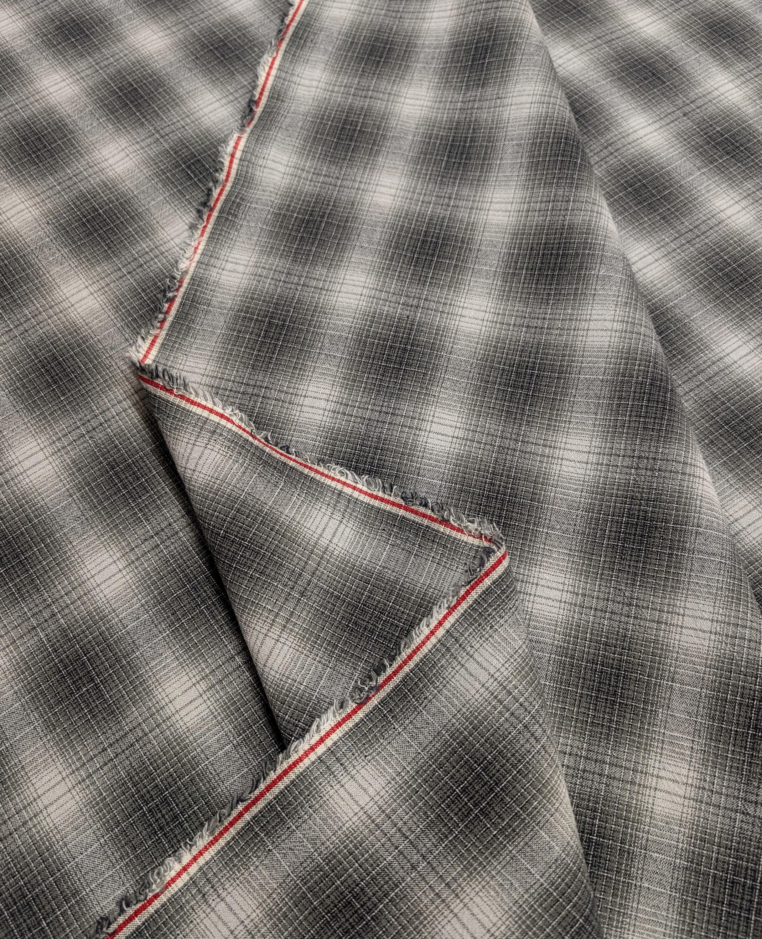 NEW Japanese yarn dyed ombre plaid cotton fabric SY10630S F gray