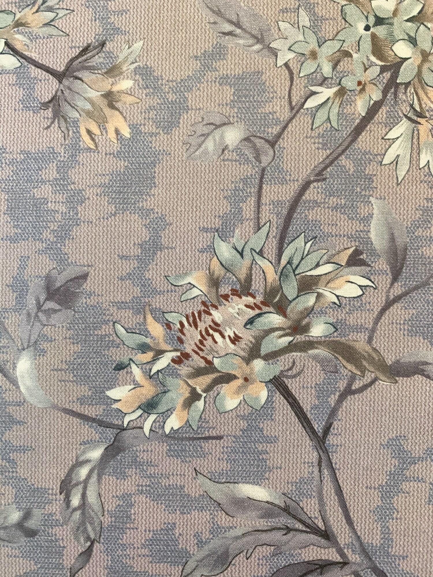 Textile Pantry - Junko Matsuda Wildflowers Cotton Taupe - Beige Blue Gray
