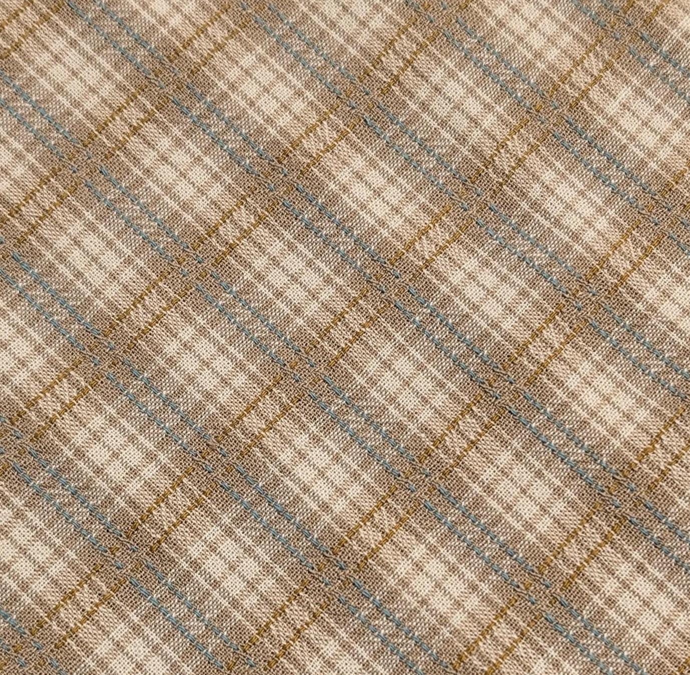Textile Pantry - Junko Matsuda Yarn Dyed Plaid Cotton Fabric - Beige and Tan