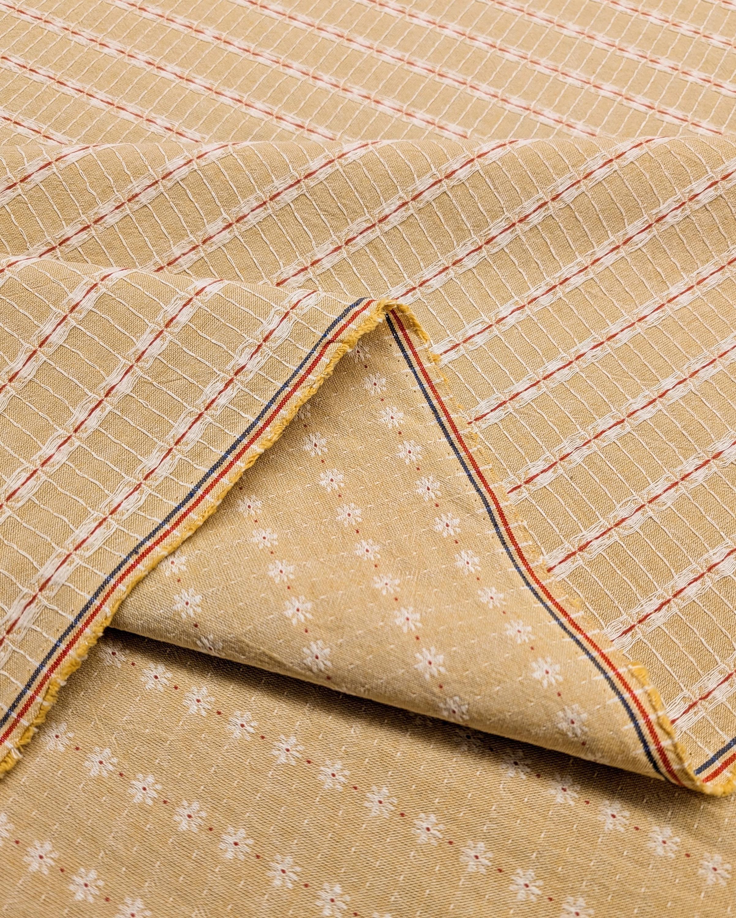 Textile Pantry - Junko Matsuda Yarn Dyed Daisy Stripes Cotton Fabric - Yellow