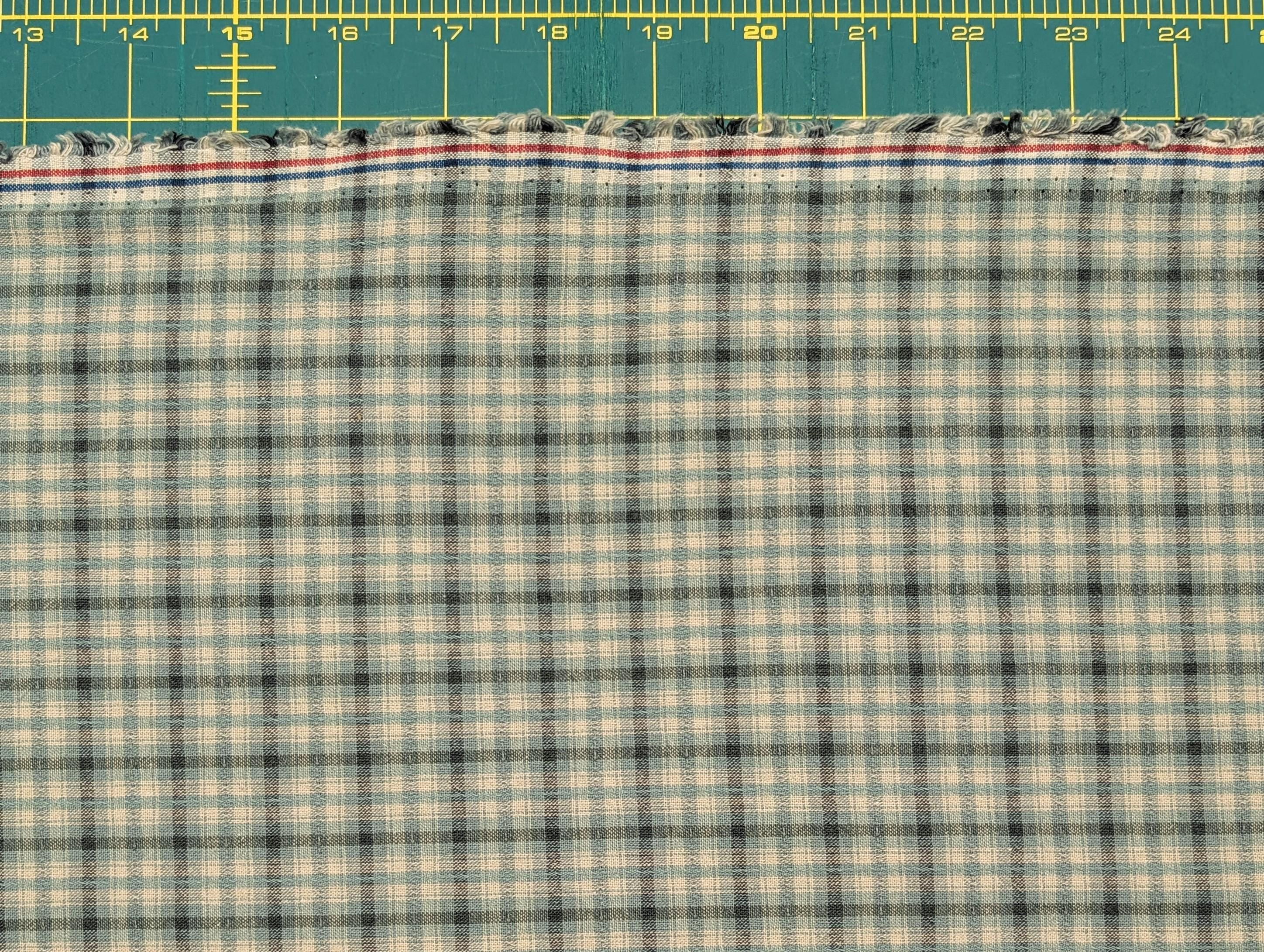 Textile Pantry - Junko Matsuda Yarn Dyed Plaid Cotton Fabric - Blue and Beige