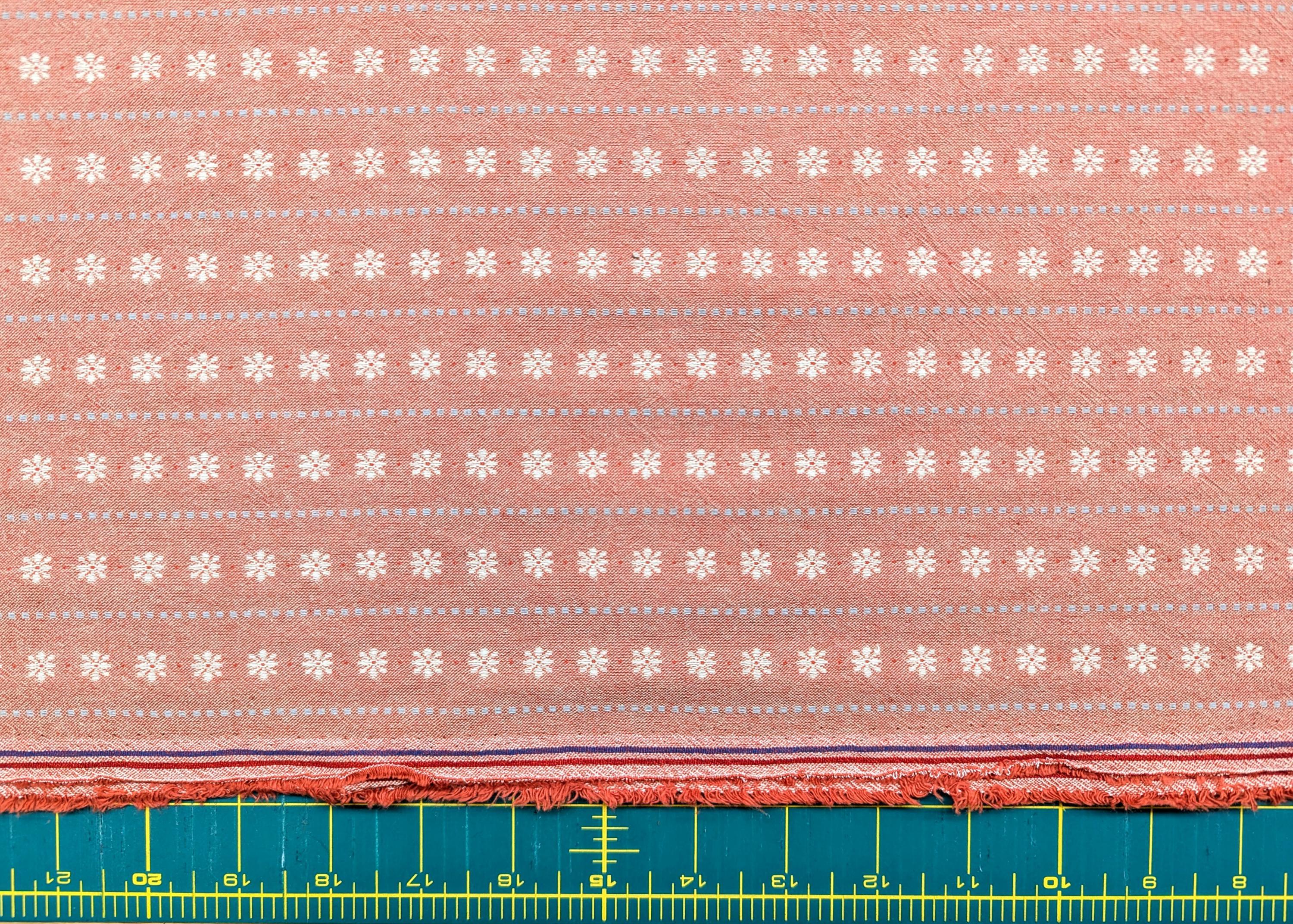 Junko Matsuda yarn dyed Daisy Chain Japanese cotton fabric Y25-0154 D coral pink