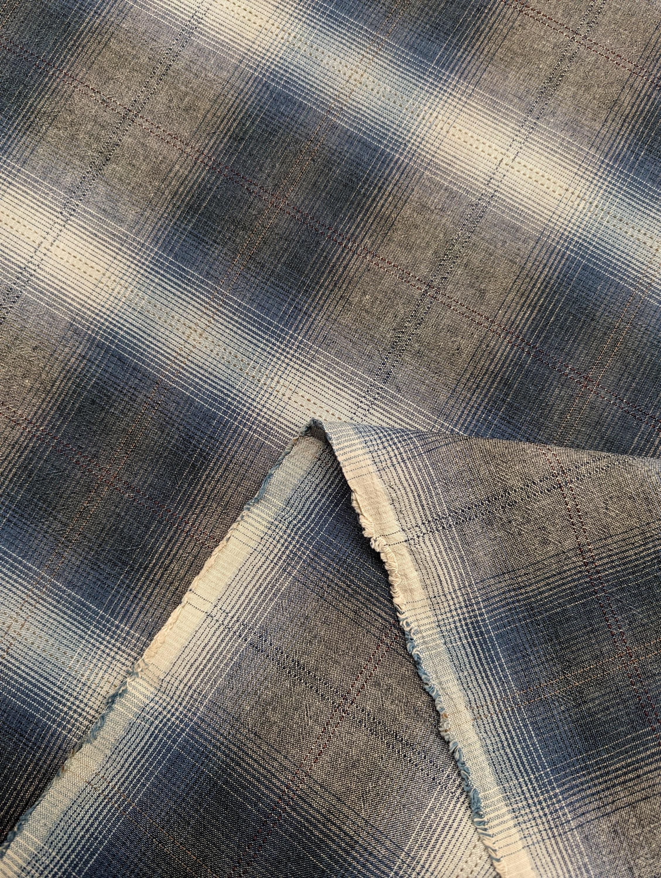 Japanese yarn dyed big plaid cotton fabric 4547-348 dark blue