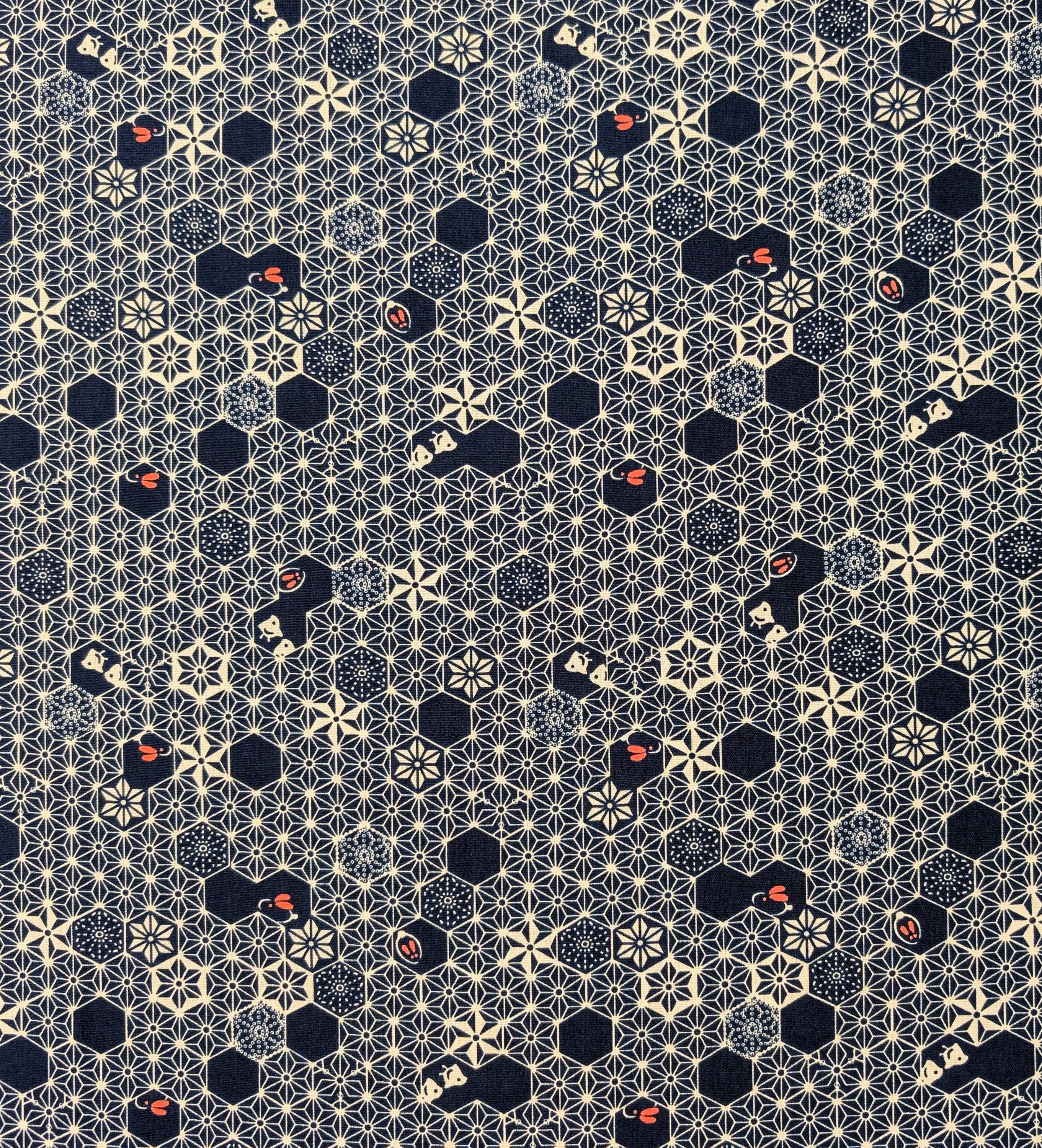 Tortoise Shell Honeycomb Japanese cotton fabric Y-3060-36E blue