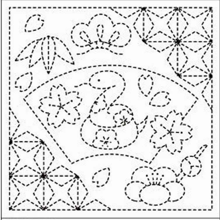 Olympus - Year of the Snake Cotton Sashiko Sampler Cloth - White