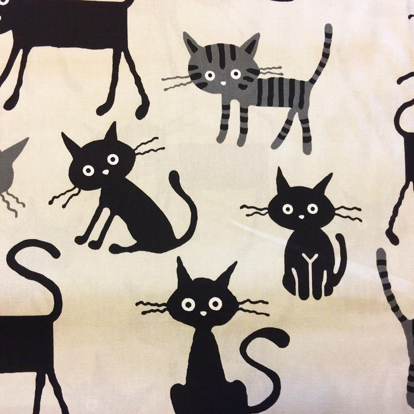 REMNANT Cocoland Big Cats Japanese Oxford cotton canvas fabric H-CO-10002-12-A cream black gray