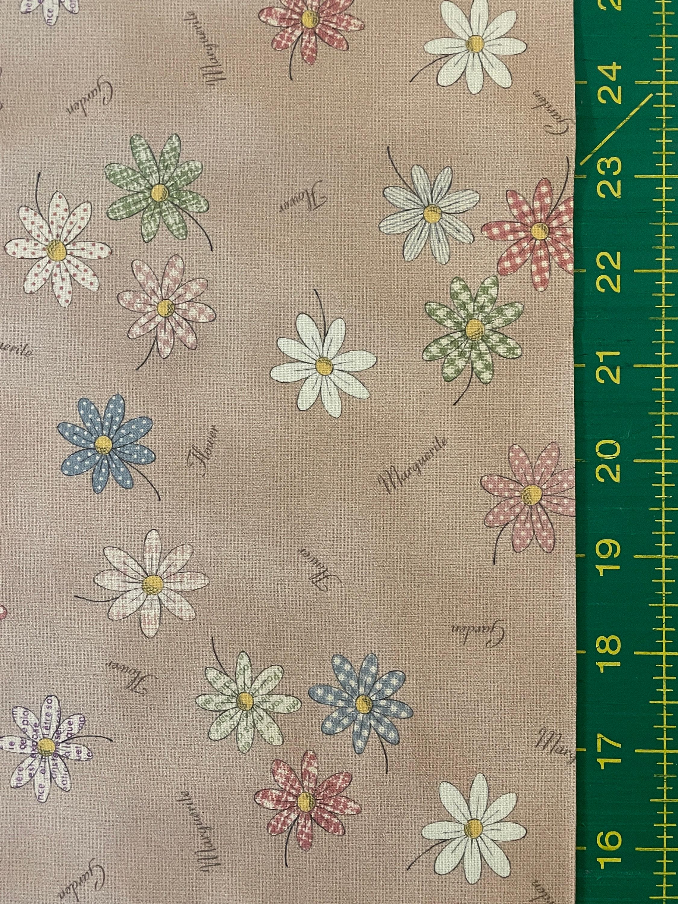 Textile Pantry - Junko Matsuda Chocolate Box Collection Daisies Print Cotton Fabric - Brown