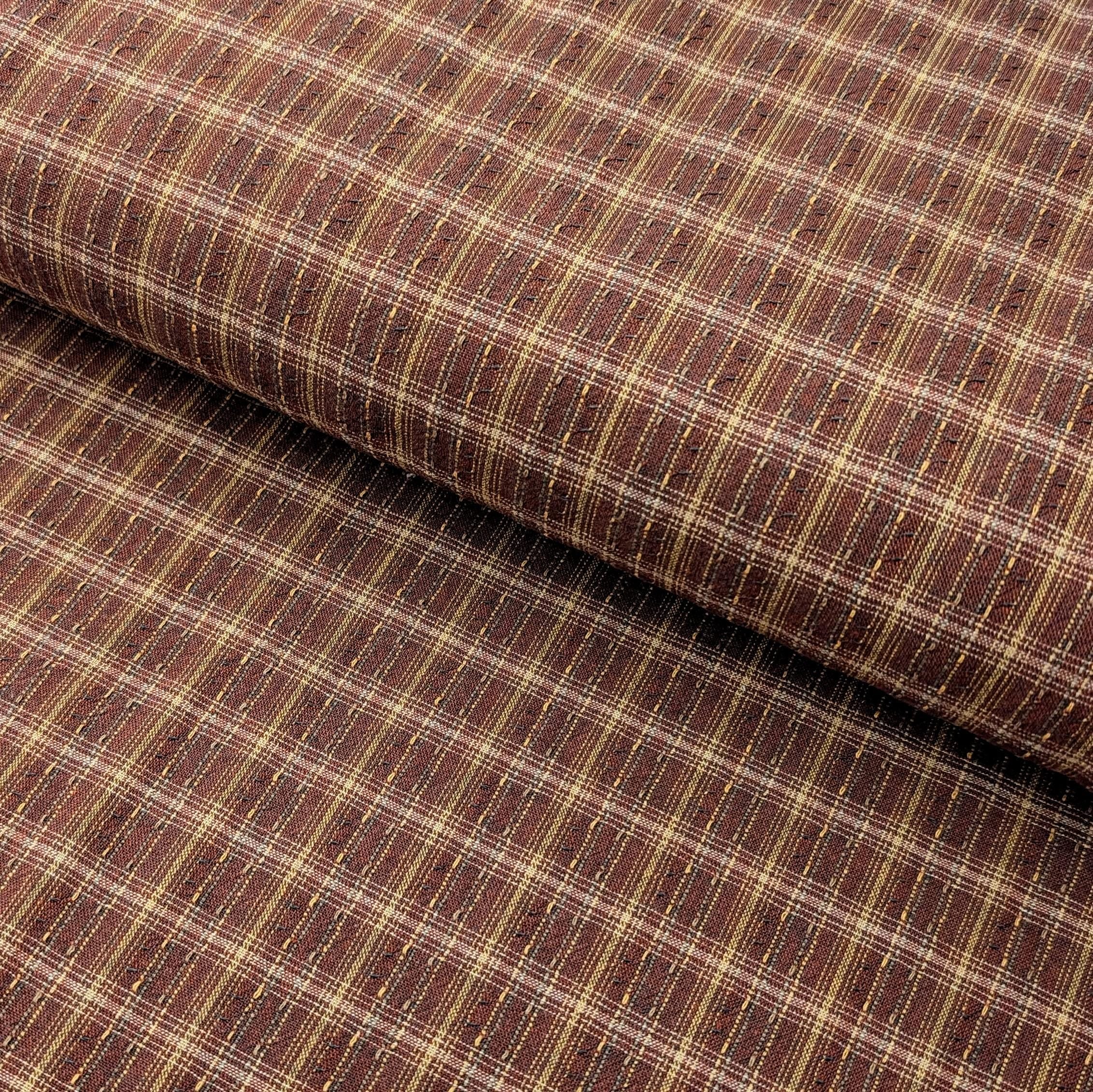 NEW Cosmo Madras Japanese yarn dyed cotton fabric AY20180H-3 C brown