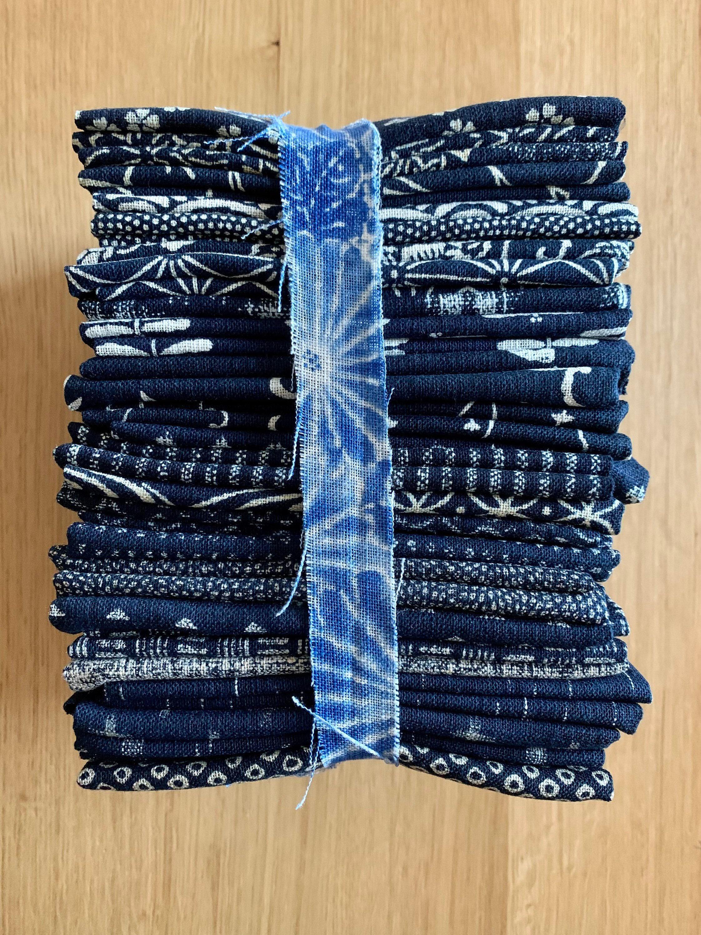 Sevenberry - 30 Pieces Fat Quarter Nara Homespun Fabric Bundle - Indigo Blue