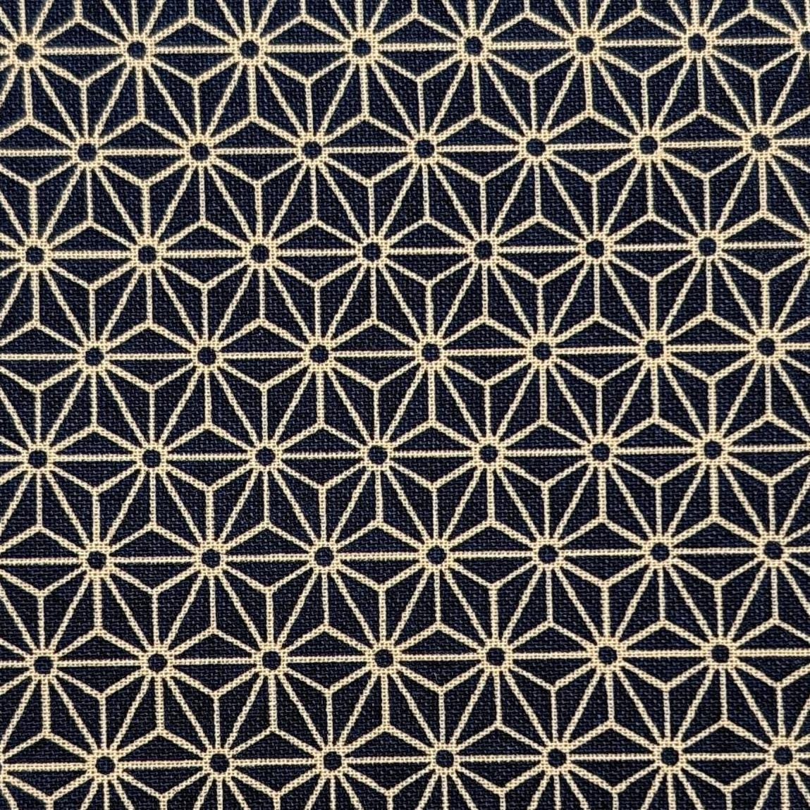 Sevenberry Small Asanoha stars Japanese cotton fabric 88222-2-4 beige & navy blue