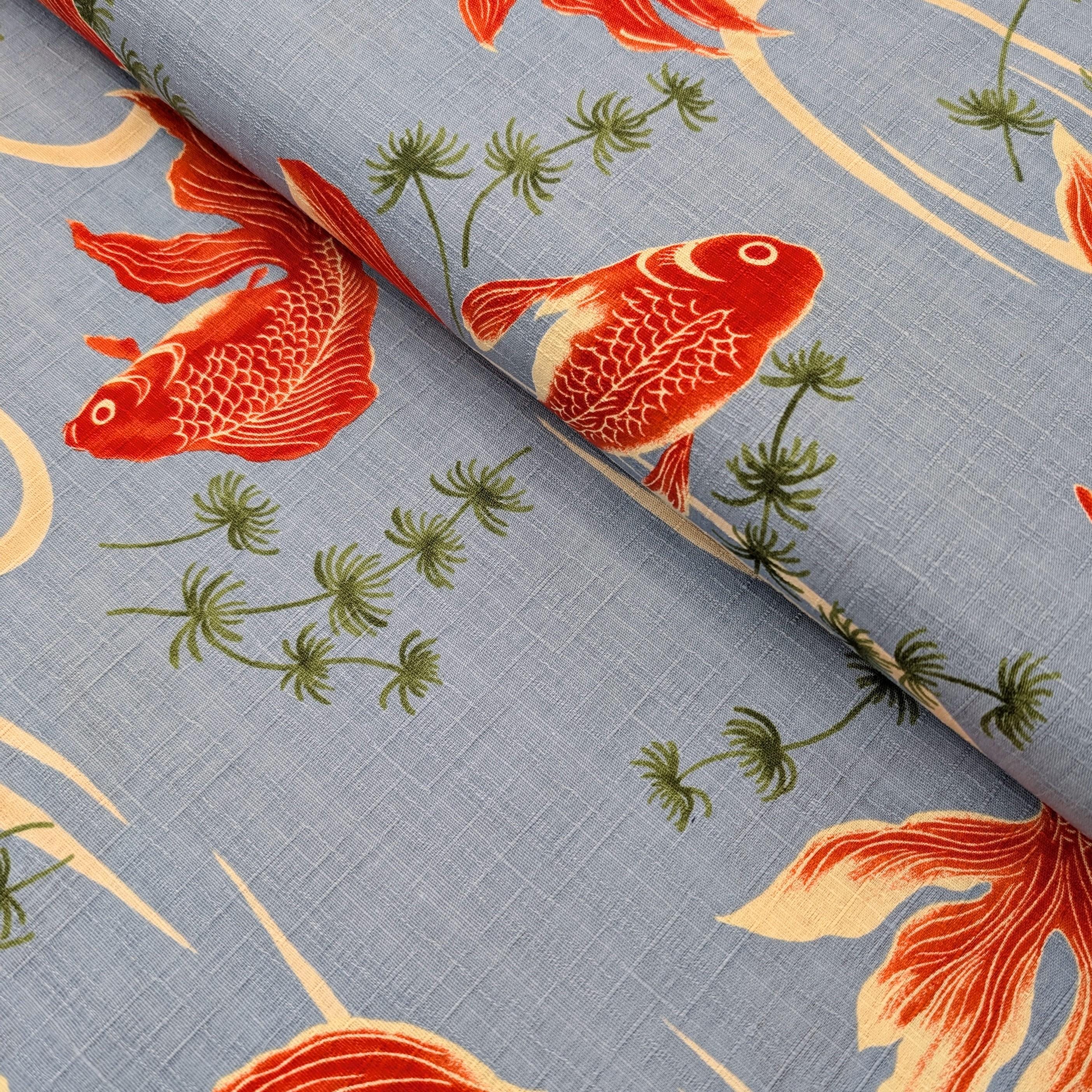 NEW Hokkoh Kingyo Japanese cotton dobby fabric 1025-1100-2-B light blue