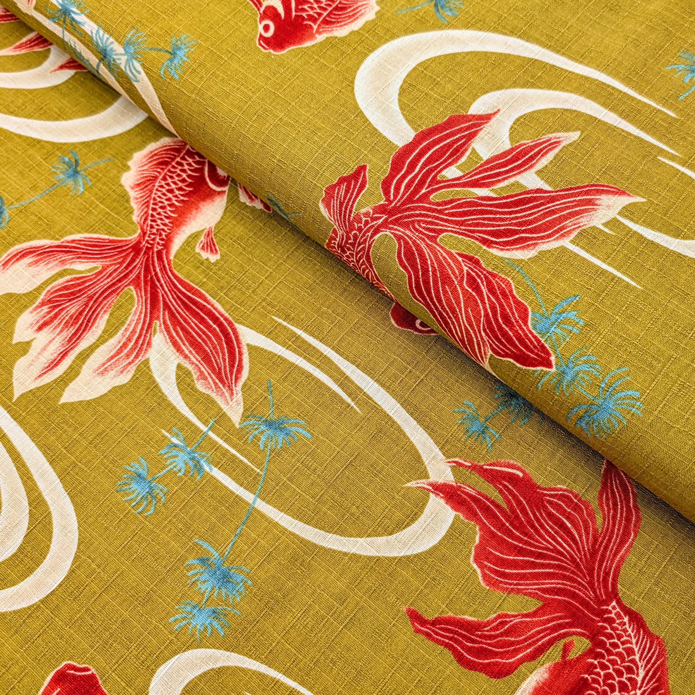 NEW Hokkoh Kingyo Japanese cotton dobby fabric 1025-1100-2-C yellow-green