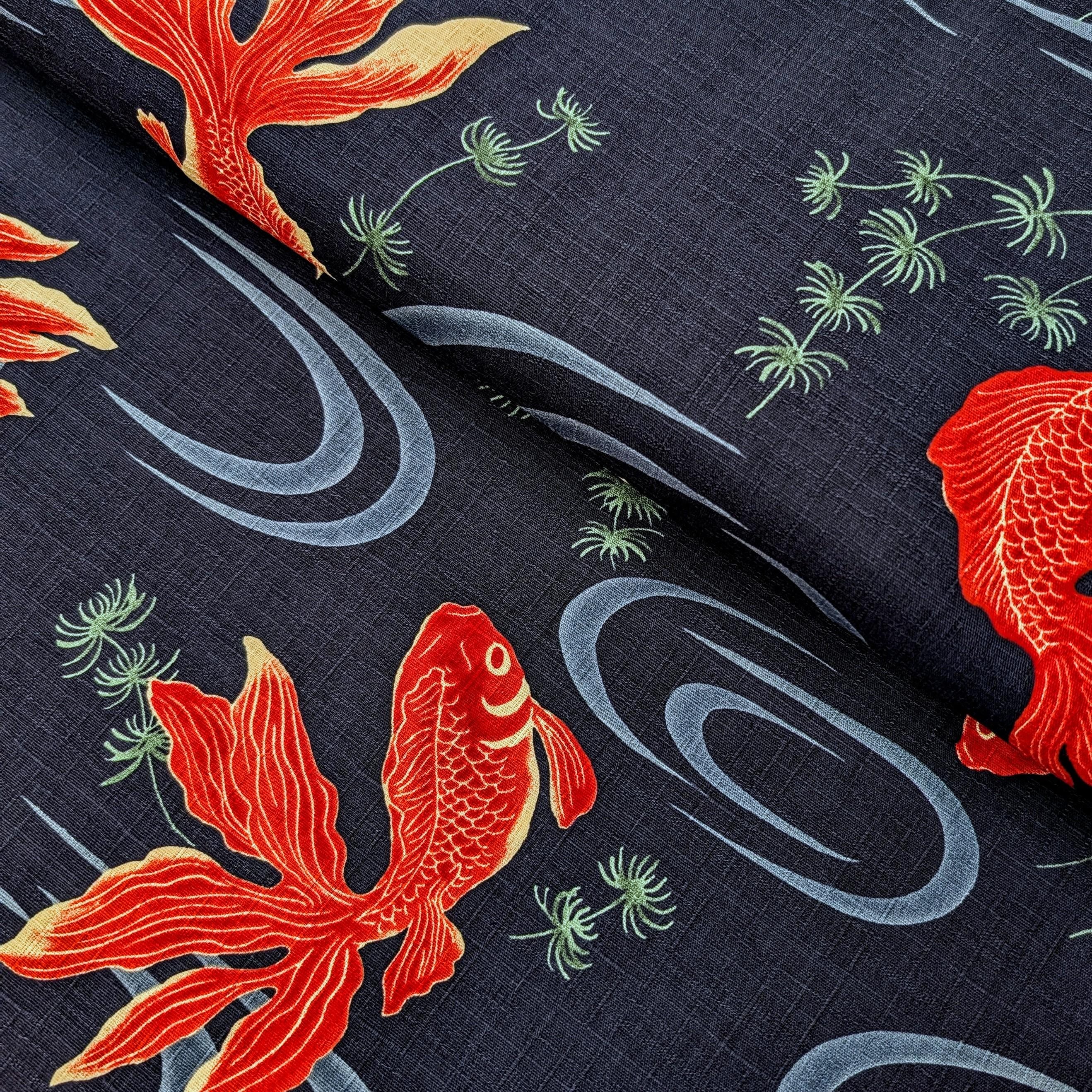 NEW Hokkoh Kingyo Japanese cotton dobby fabric 1025-1100-2-D navy blue