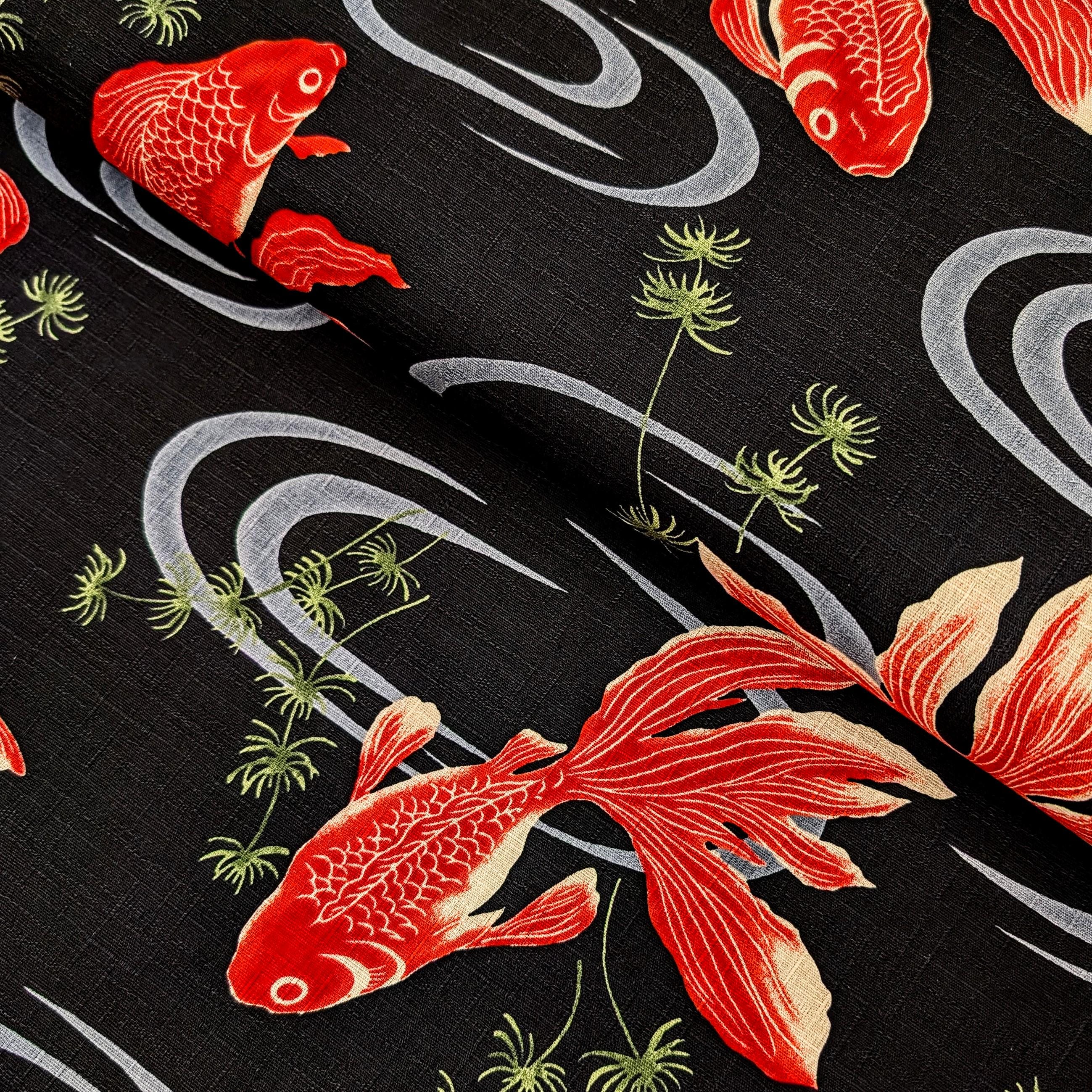 NEW Hokkoh Kingyo Japanese cotton dobby fabric 1025-1100-2-E black