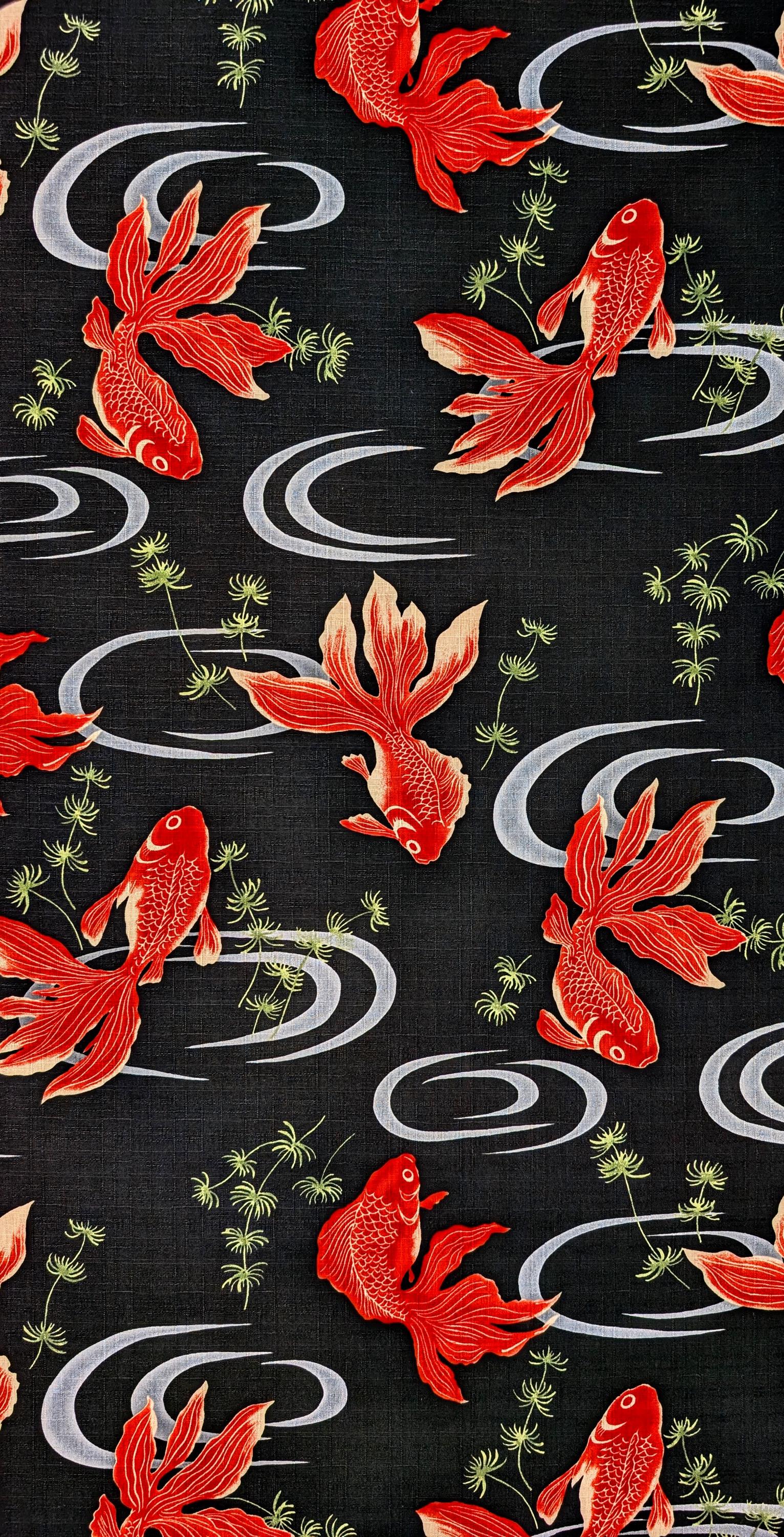 NEW Hokkoh Kingyo Japanese cotton dobby fabric 1025-1100-2-E black