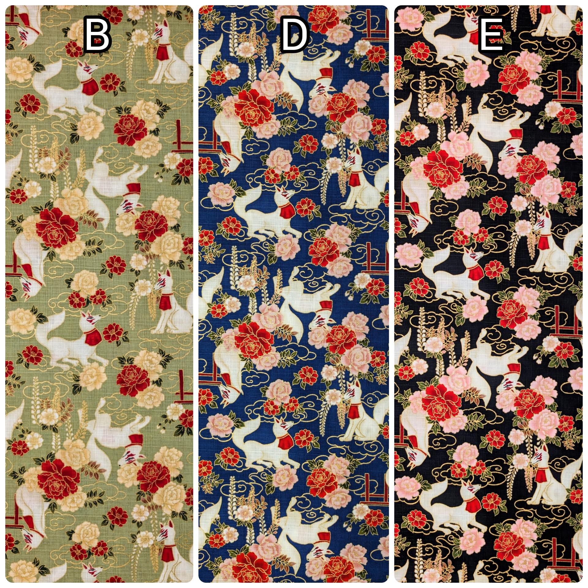 NEW Quilt Gate Hyakka Ryoran Golden Kitsune Japanese cotton fabric AP-52905-2-E black