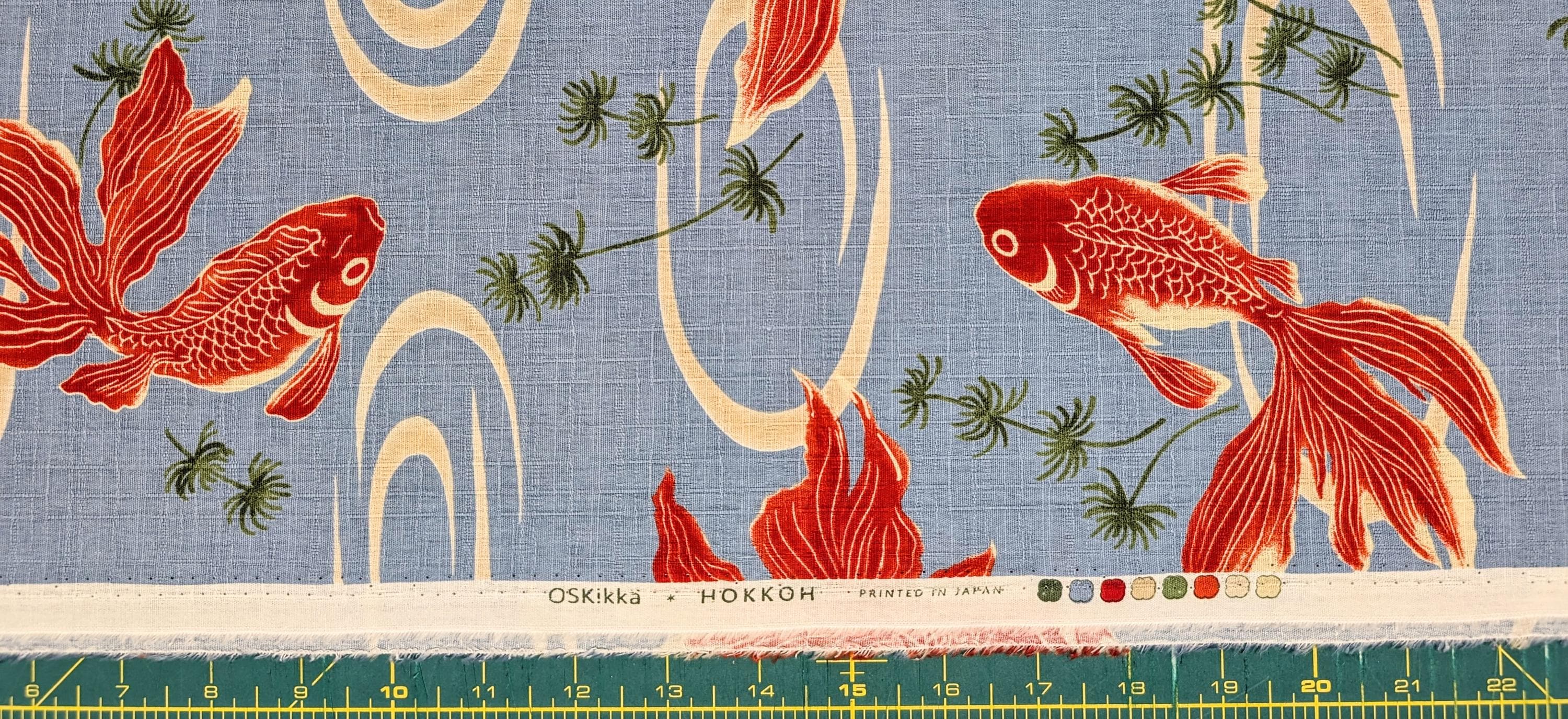 NEW Hokkoh Kingyo Japanese cotton dobby fabric 1025-1100-2-B light blue