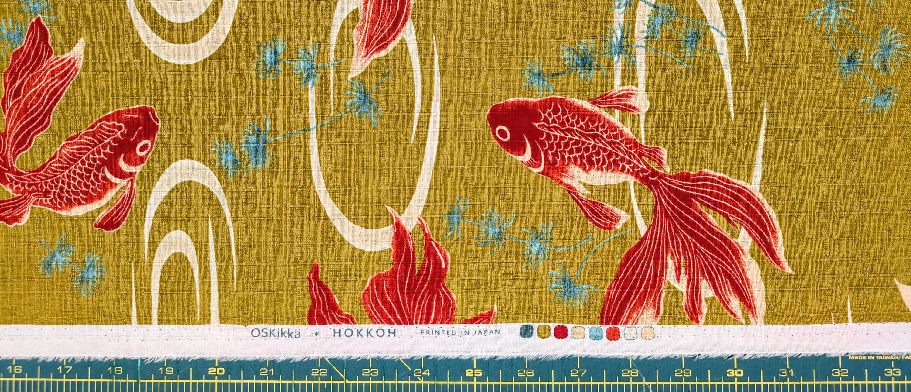 NEW Hokkoh Kingyo Japanese cotton dobby fabric 1025-1100-2-C yellow-green