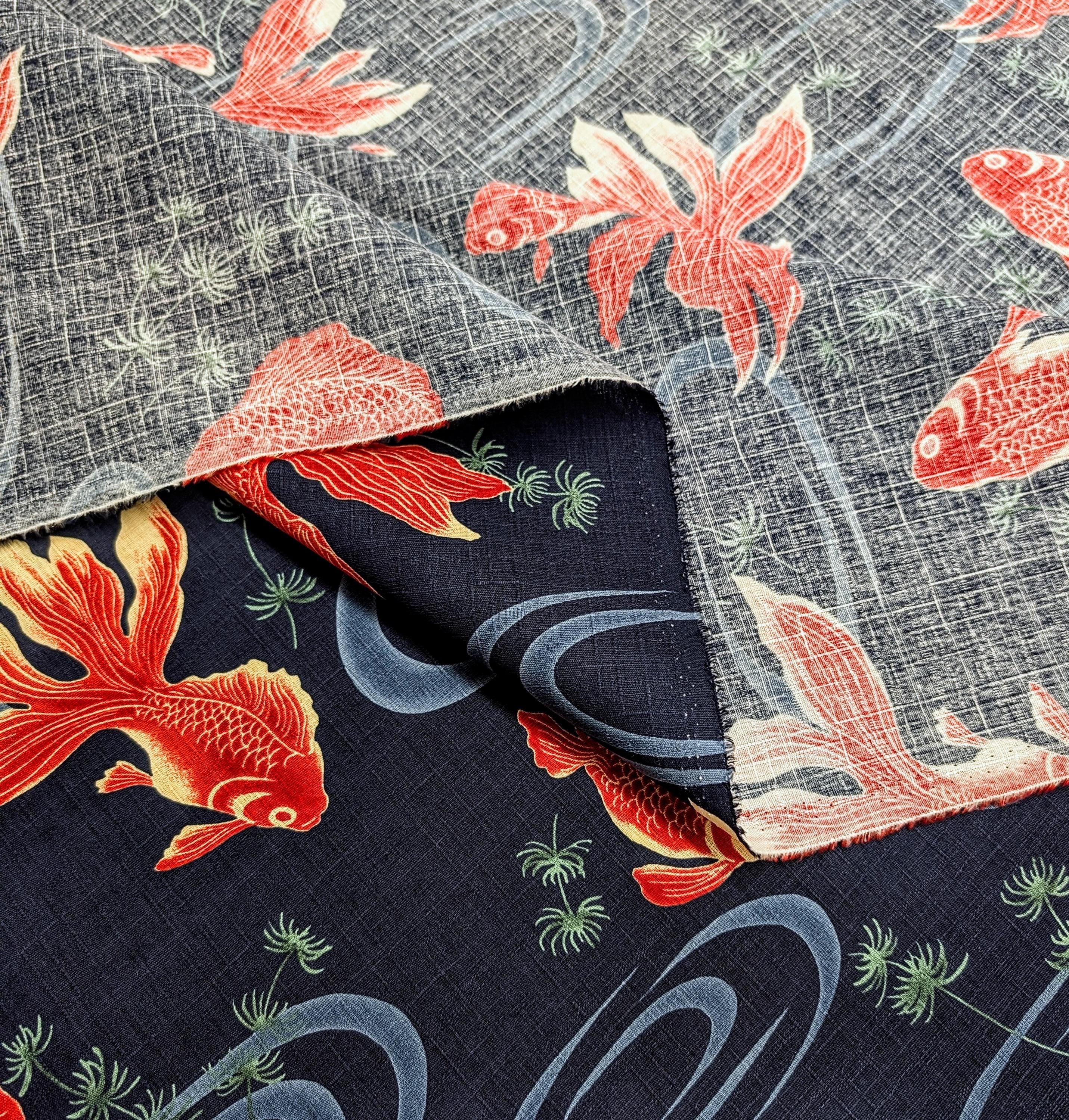 NEW Hokkoh Kingyo Japanese cotton dobby fabric 1025-1100-2-D navy blue