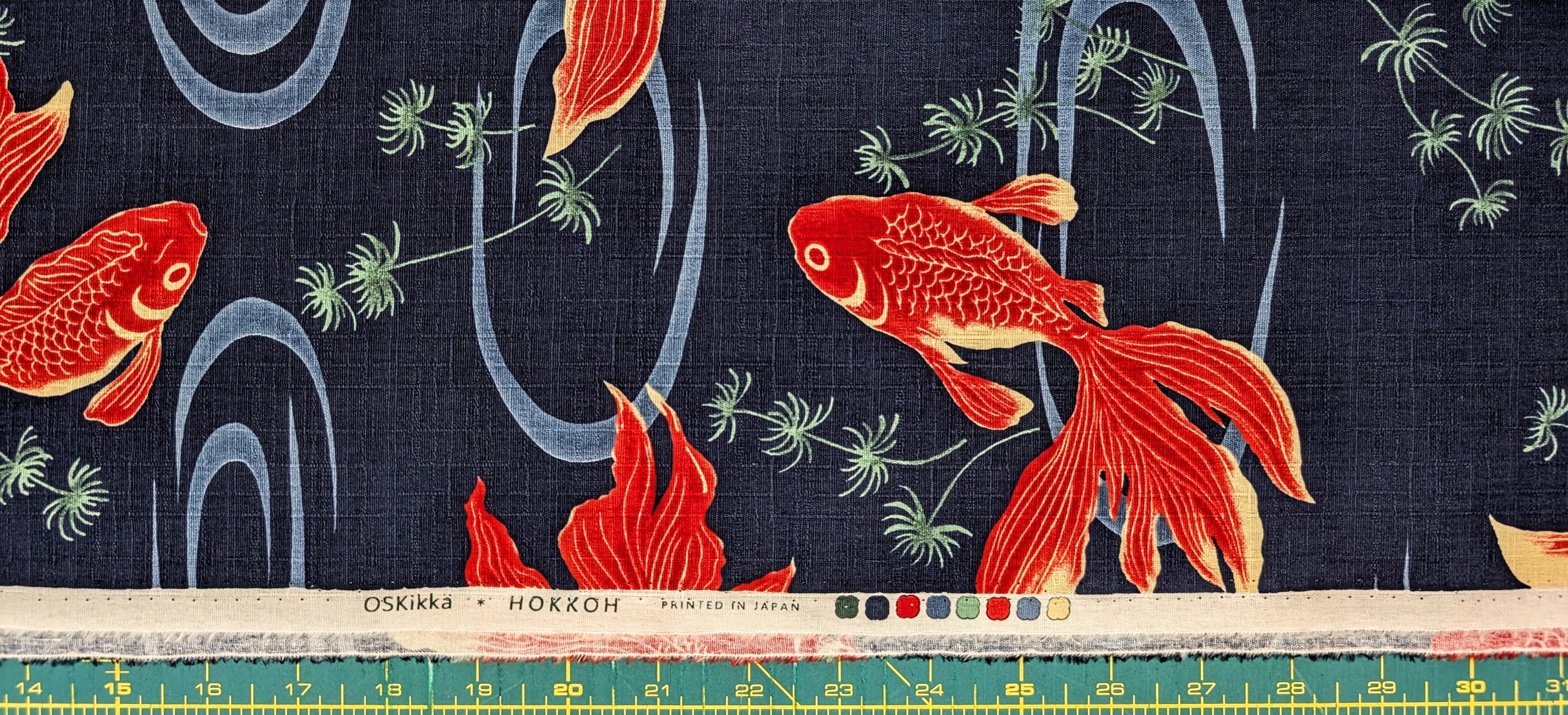 NEW Hokkoh Kingyo Japanese cotton dobby fabric 1025-1100-2-D navy blue