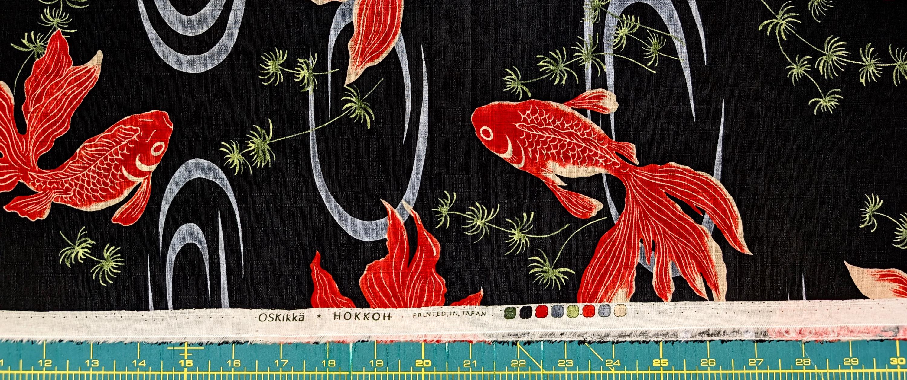 NEW Hokkoh Kingyo Japanese cotton dobby fabric 1025-1100-2-E black