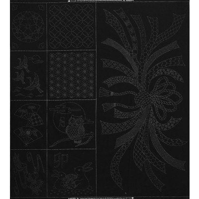QH Textiles - SALE Tabane Noshi Sashiko Preprinted Panel - Black