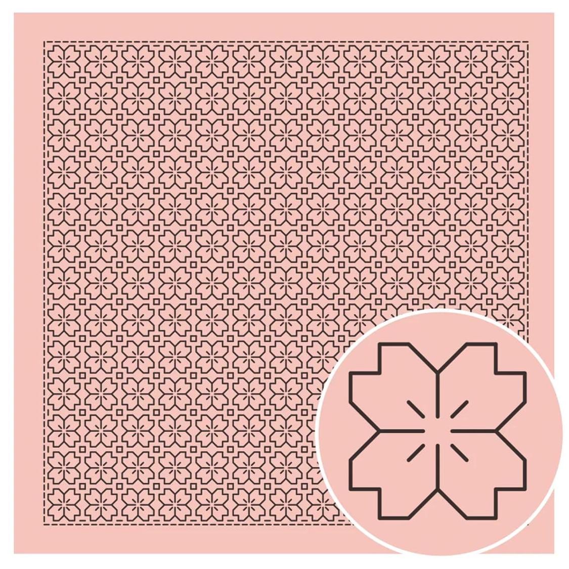 Olympus - Sakura (Cherry Blossom) Cotton Sashiko Sampler Cloth - Pink