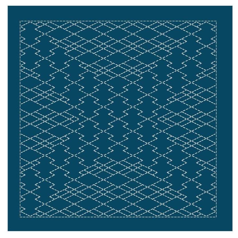 Olympus - Nagomi Collection "Matsukawabishi" Cotton Sashiko Sampler Cloth - Navy