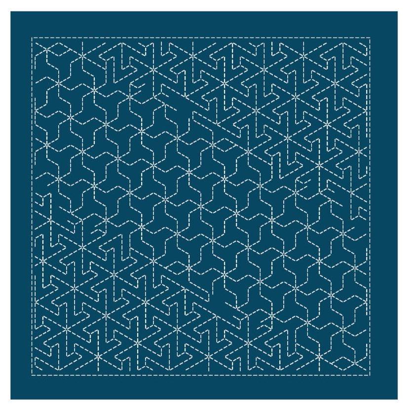Olympus - Nagomi Collection "Mutsute-Tsunagi" Cotton Sashiko Sampler Cloth - Navy