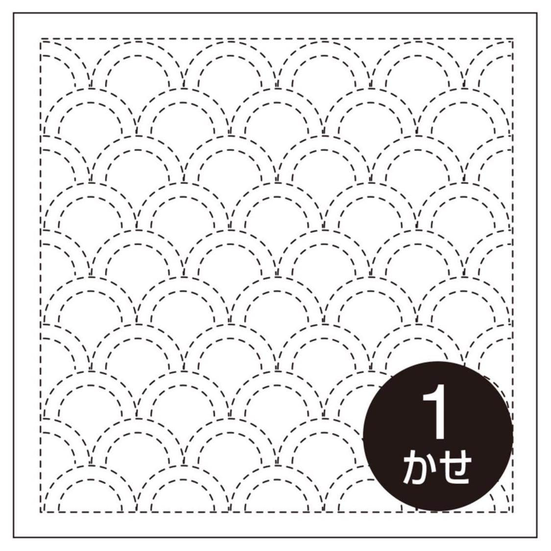 Olympus - Seigaiha Waves Cotton Sashiko Sampler Cloth - White