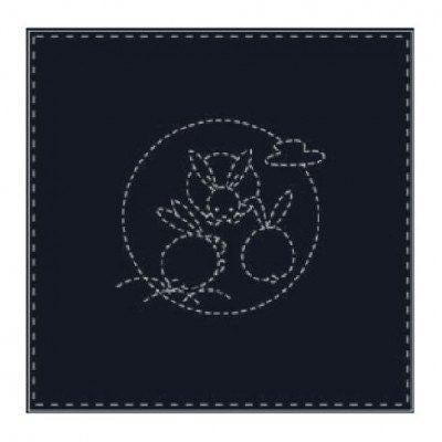 Yokota - Moon Rabbit Cotton Sashiko Fukin Sampler Cloth - Navy