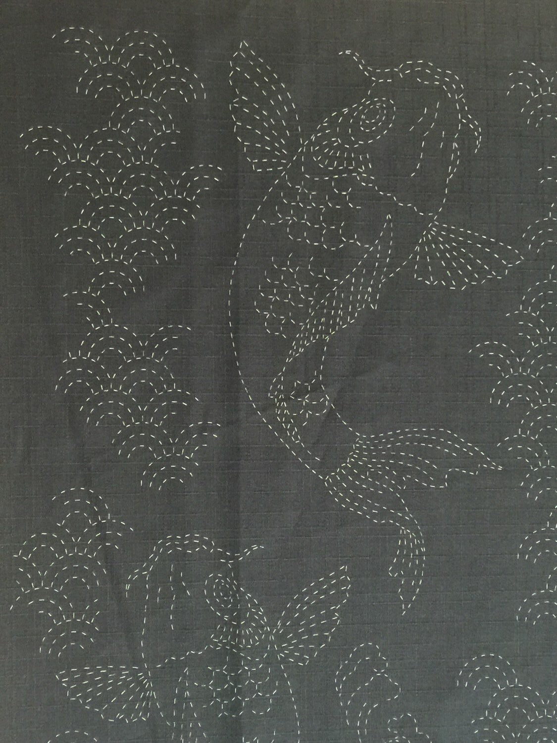 QH Textiles - SALE Leaping Carp, Tabane Noshi, Rabbits, Cats, Bamboo Wagara Sashiko Preprinted Fabric Panel