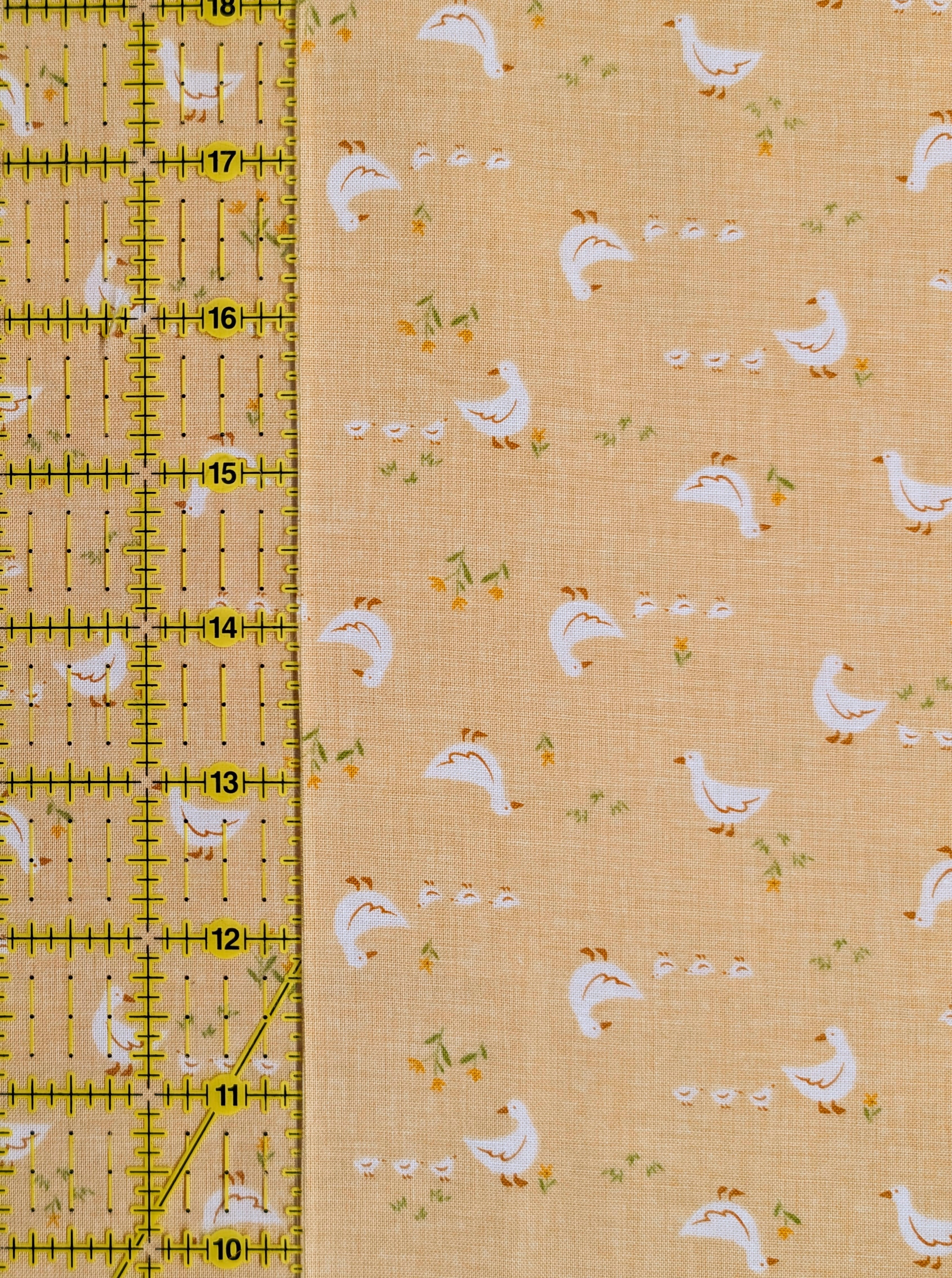 Vancet - Farmyard Ducks Japanese Cotton Feedsack Fabric - Beige
