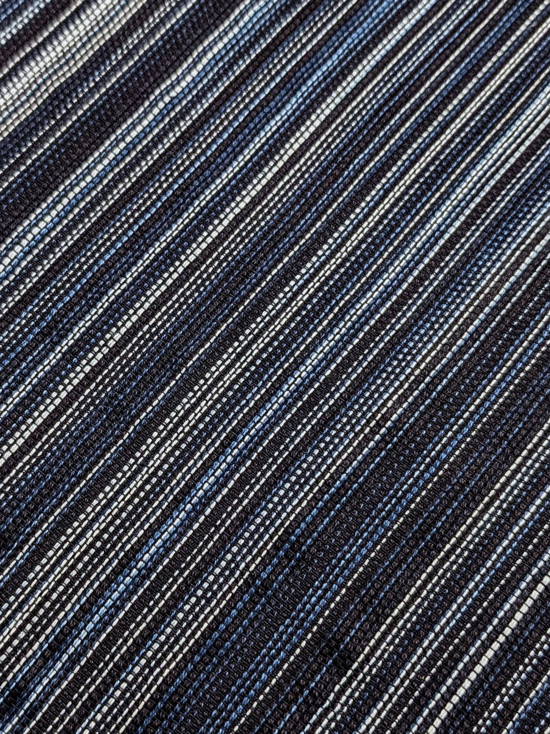 Orimono Imports - Woven Kasuri Sashi Stripe Cotton Fabric Dyed with Aizome Botanical Indigo