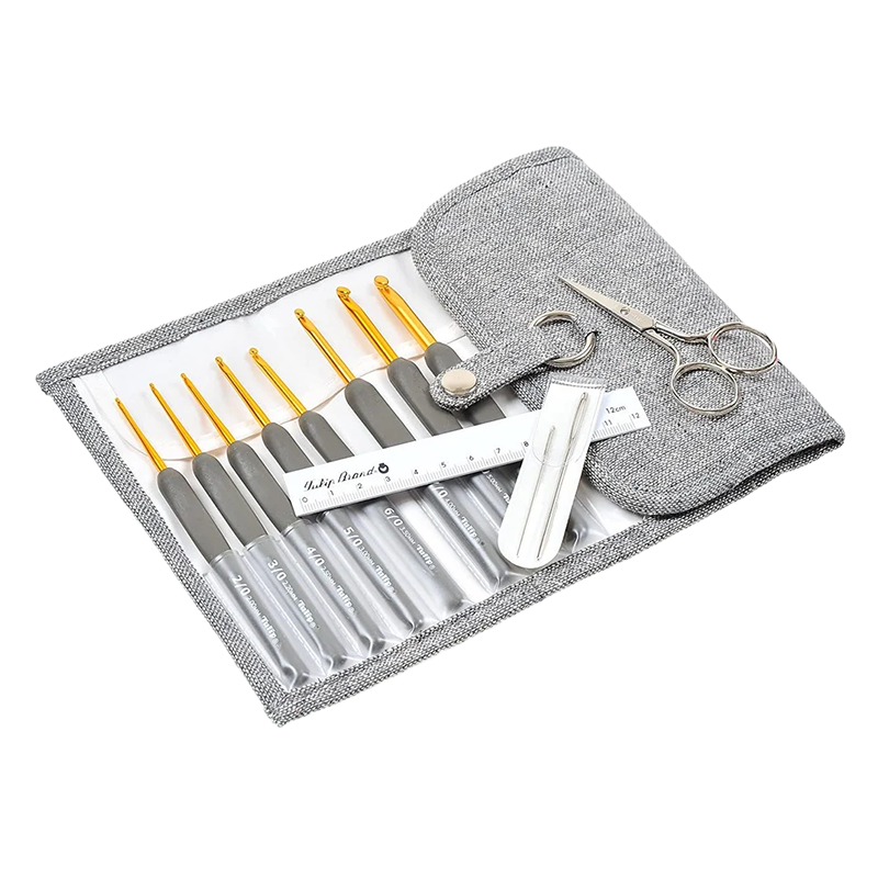 Tulip - "Etimo" Cushion Grip Crochet Hooks Set - Gray Wool