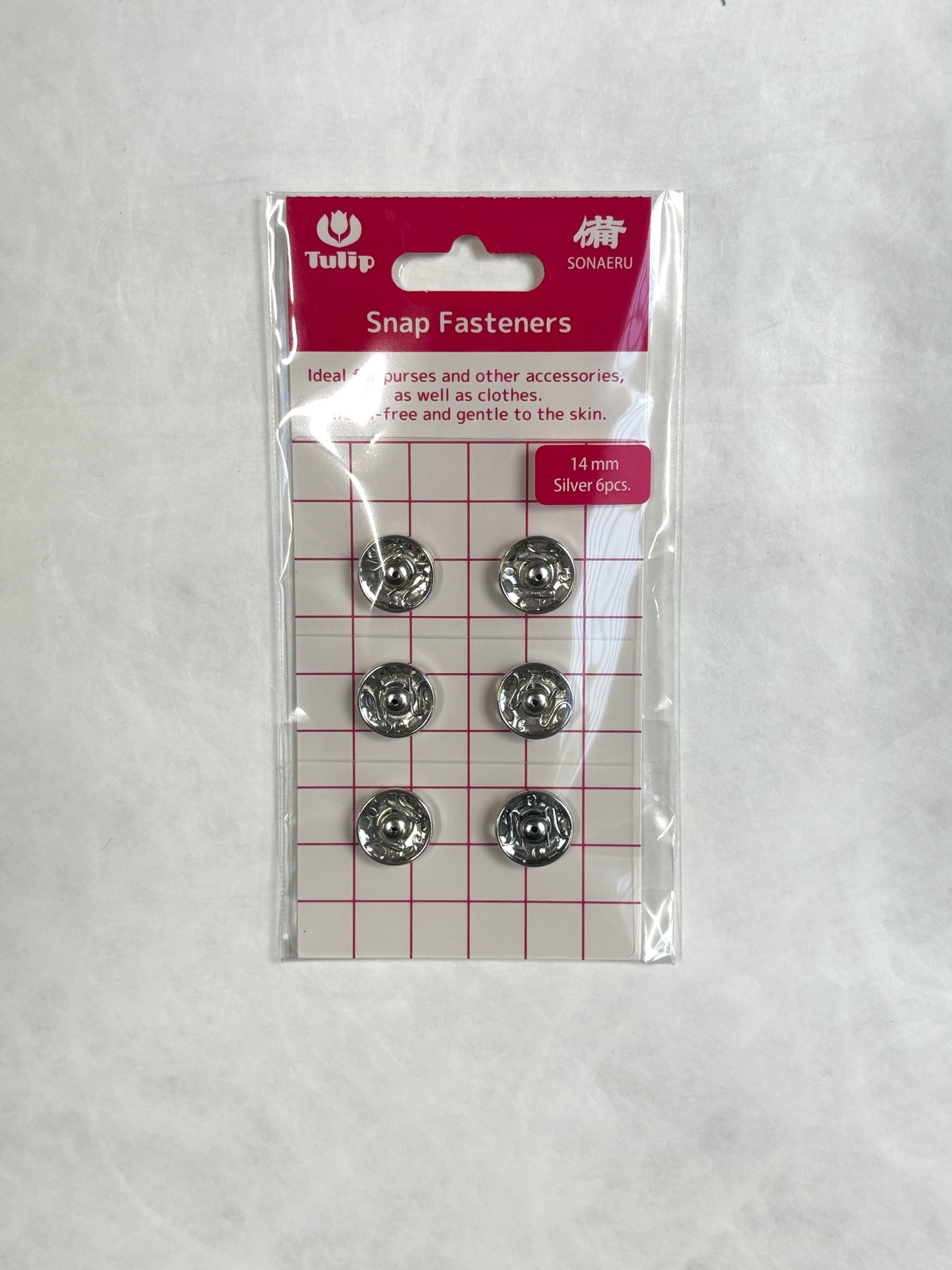 Tulip - "Sonaeru 備" Snap Fasteners Various Sizes 7mm to 21mm - Silver