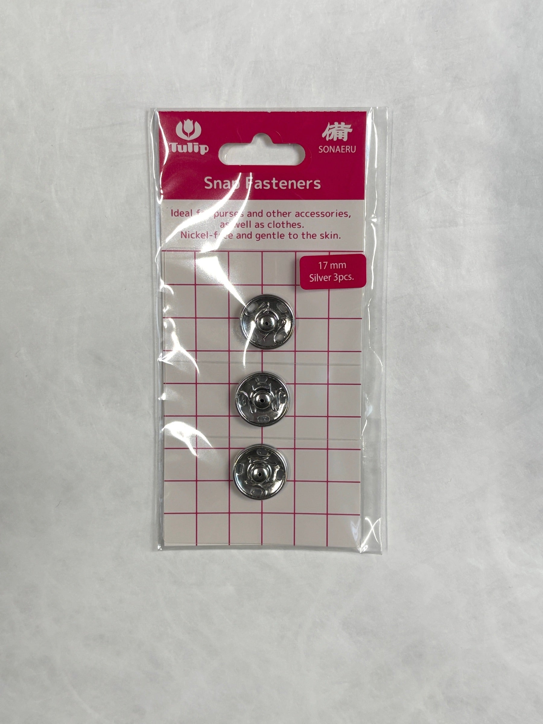 Tulip - "Sonaeru 備" Snap Fasteners Various Sizes 7mm to 21mm - Silver