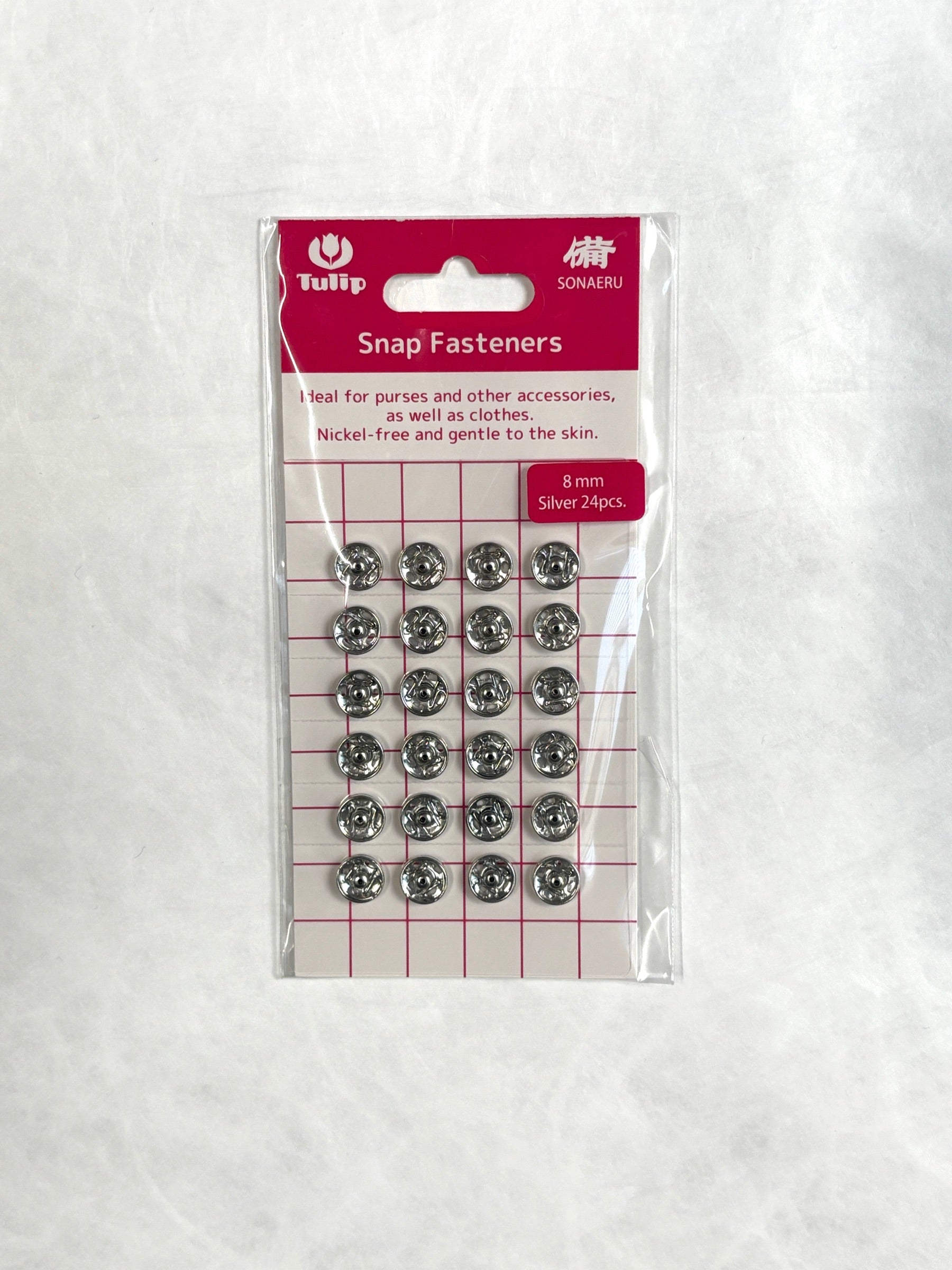 Tulip - "Sonaeru 備" Snap Fasteners Various Sizes 7mm to 21mm - Silver