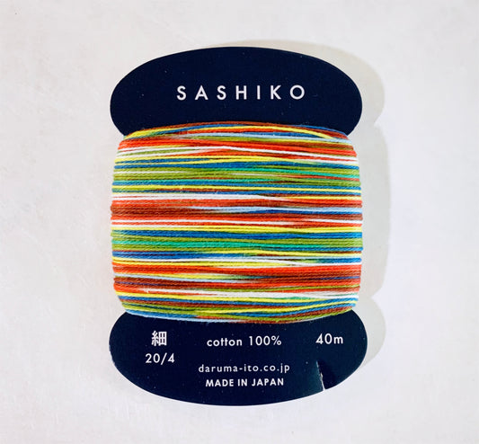 Daruma #501 PAPER BALLOON variegated rainbow Japanese cotton SASHIKO thread 40m card 20/4