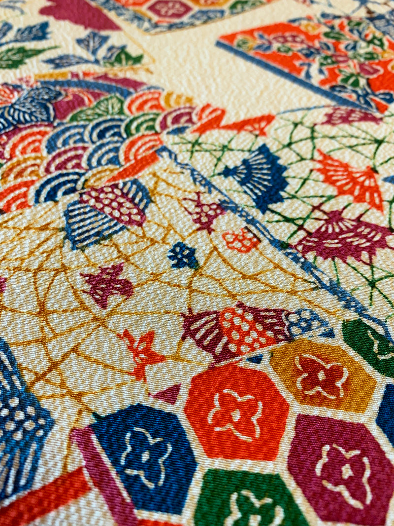 Books in Rainbow - Vintage Kimono Silk fabric