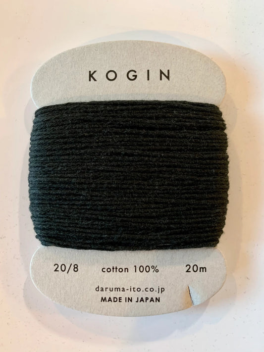 Daruma #8 JET BLACK Japanese Cotton KOGIN thread 40 meter skein 20/8